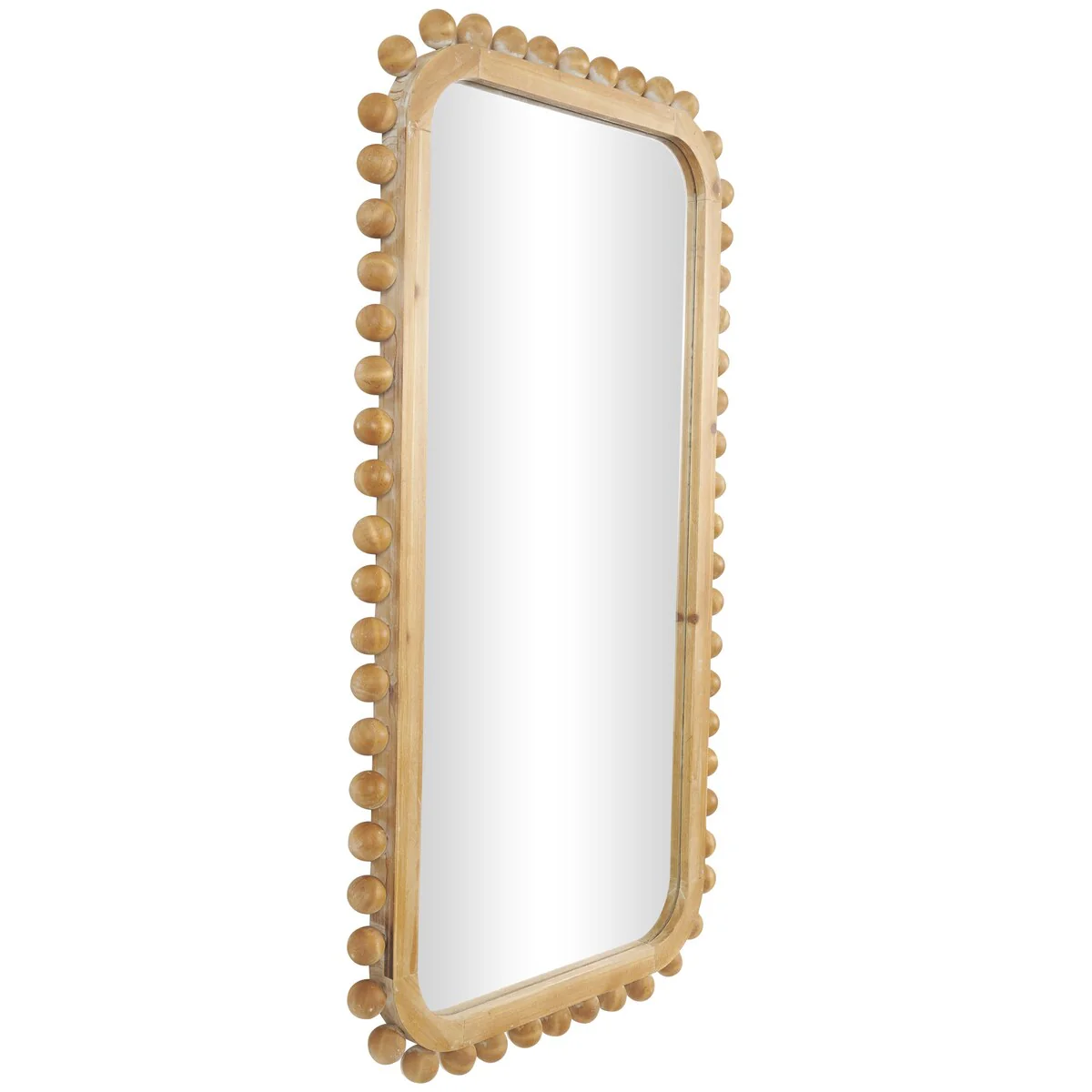 Brown Wood Wall Mirror with Beaded Frame, Rustic Decorative Mirror for Home - Image 4