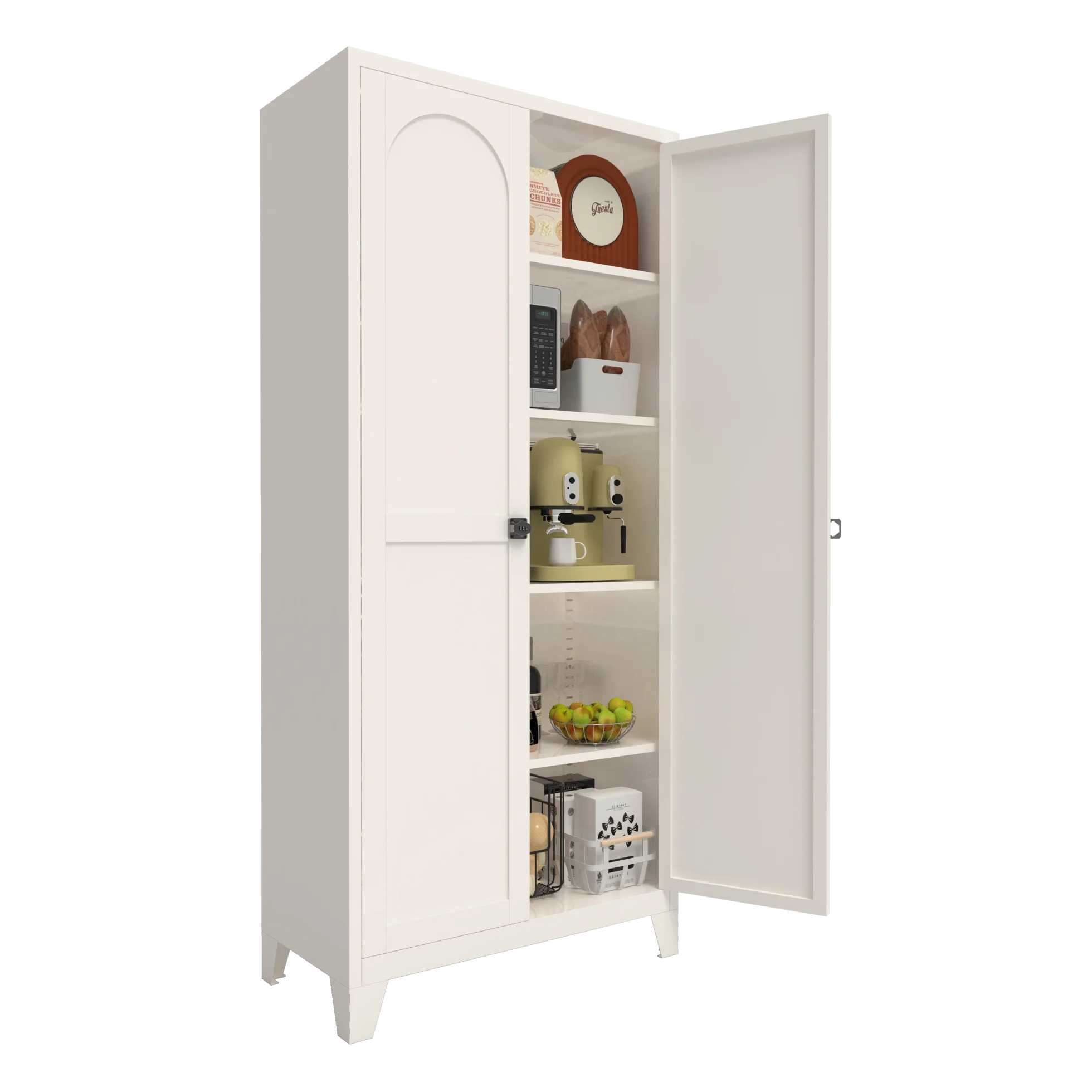 71 Inch Metal Storage Cabinet with 2 Doors and 5 Adjustable Shelves, Lockable File Cabinet for Organizing Garage, Pantry, Basement, Laundry Room or Mudroom, White - Image 26
