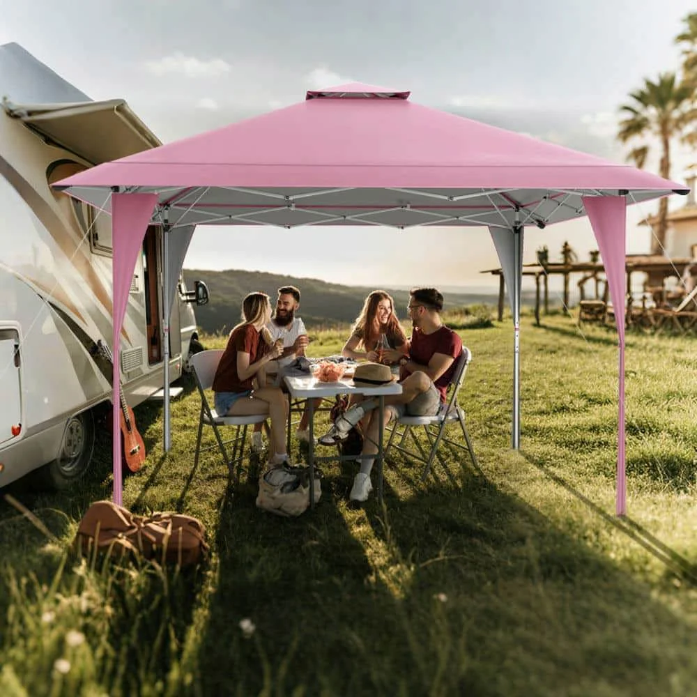 Spaco 13 X 13 FT Pop up Canopy Tent, Canopy with Portable Carrying Bag 8 Stakes and 4 Wind Ropes for Patio, Garden, Backyard, Pink - Image 6
