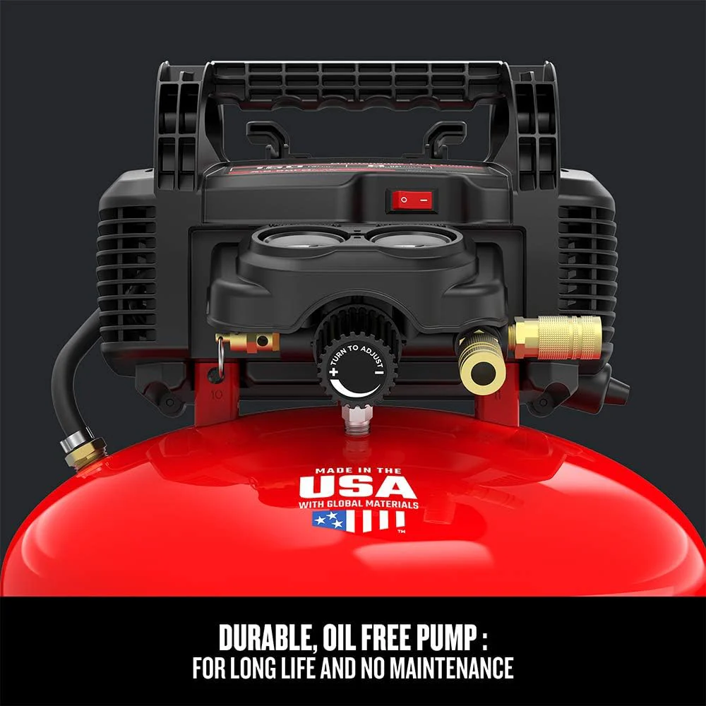 6 Gallon Pancake Air Compressor, Oil-Free Portable Compressor Kit for Garage, Workshop and DIY Projects - Image 6
