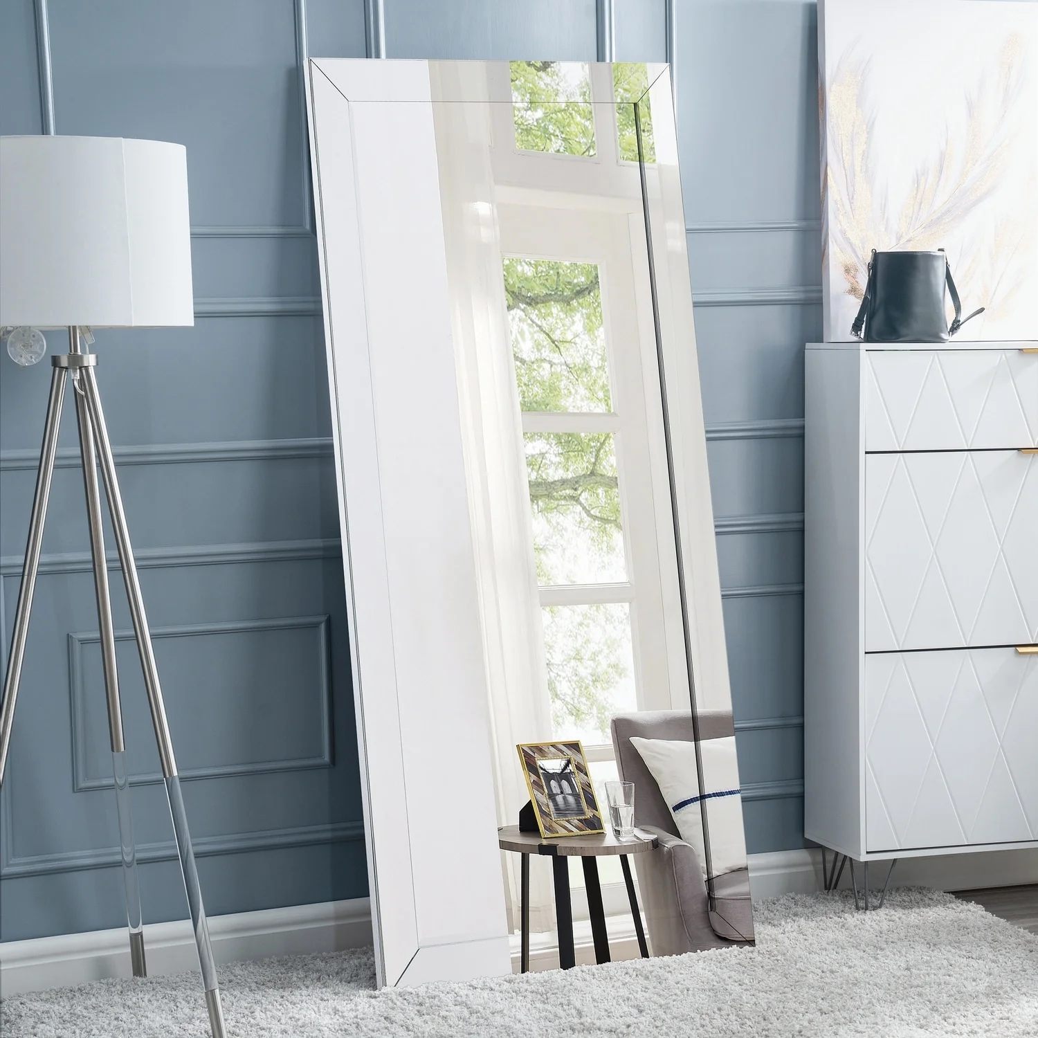 Tall Beaded Full Length Mirror, Oversized Full Body Standing Mirror with Decorative Frame for Bedroom, Dressing Room and Home Decor - Image 8