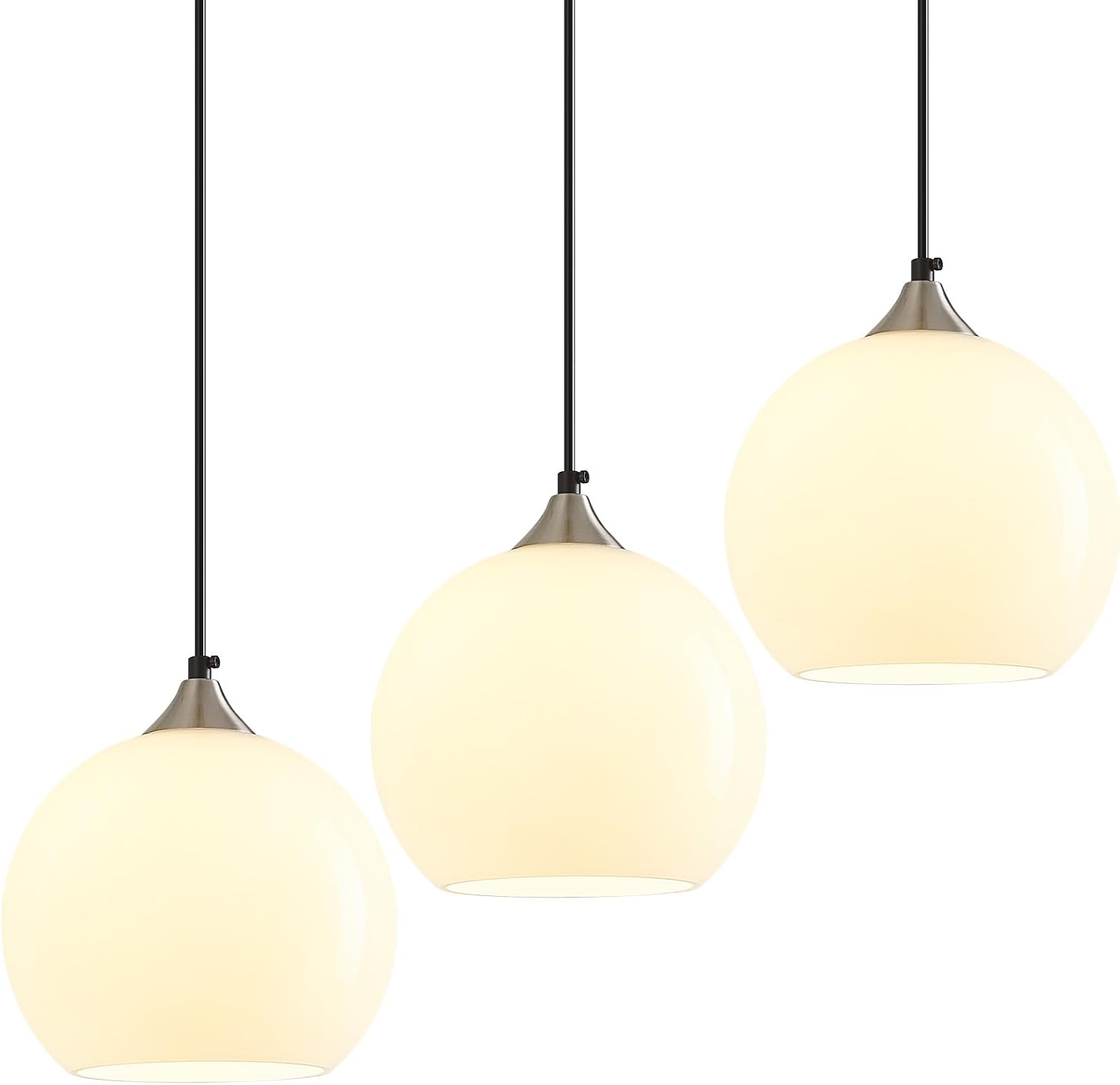 Amber Pendant Lights Kitchen Island 3 Pack, 5.9 in Seeded Glass Globe - Image 76