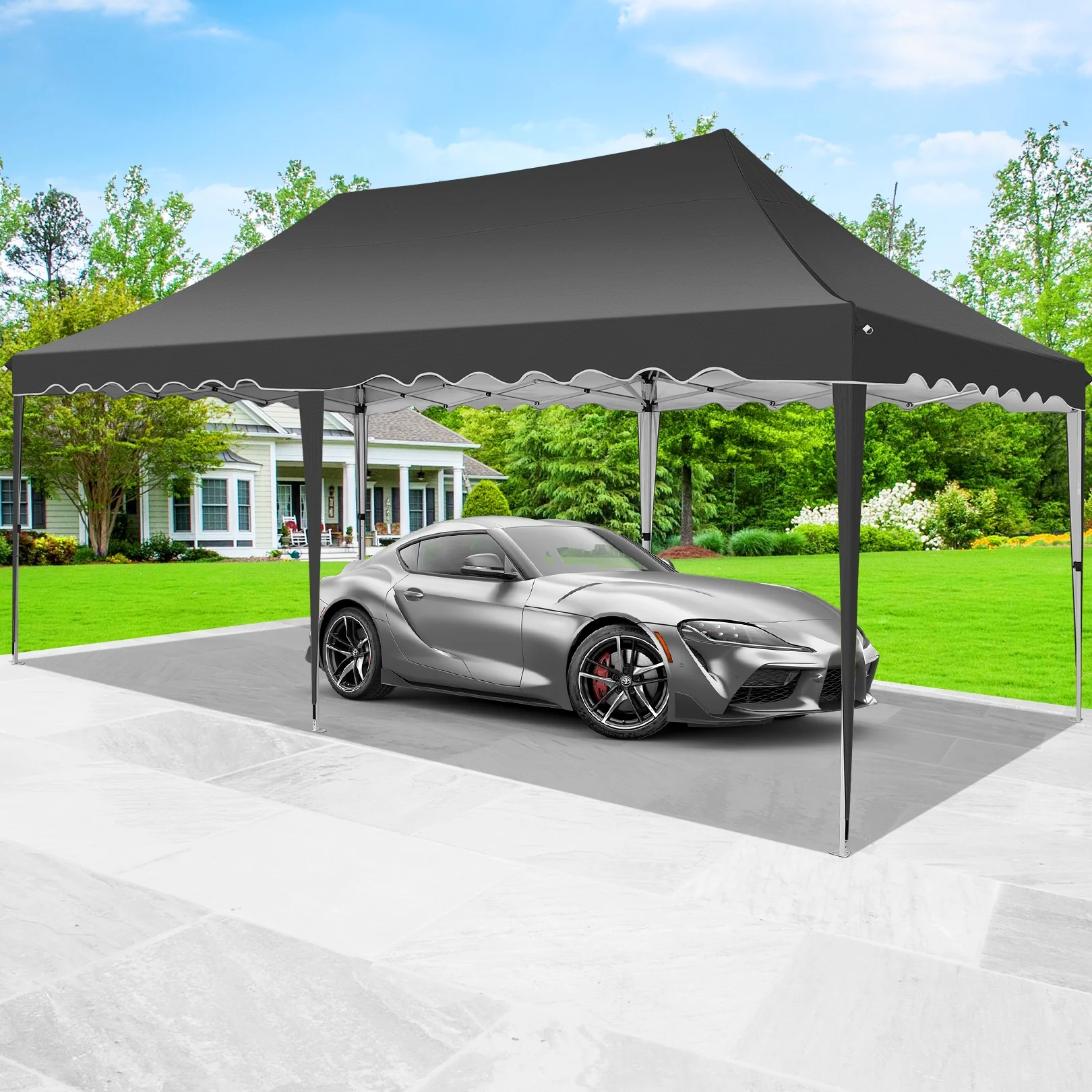 SANOPY 10' x 20' Pop up Canopy Party Tent with 6 Removable Sidewalls, Wave Eave Outdoor Waterproof Patio Gazebo Tent with Carry Bag, Backyards Camping Picnics, Black - Image 16