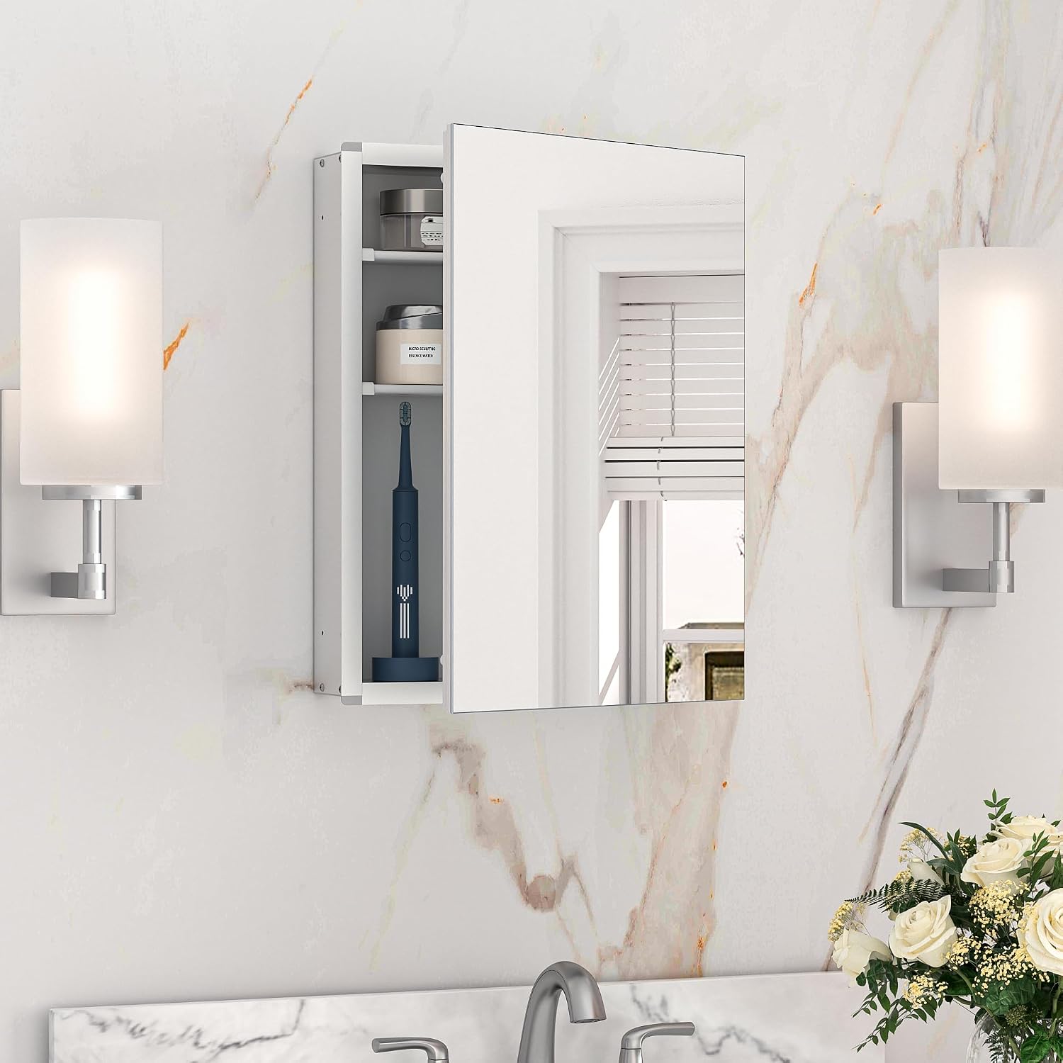 Black Medicine Cabinet with Mirror 20" x 26", Lightweight Aluminum - Image 6