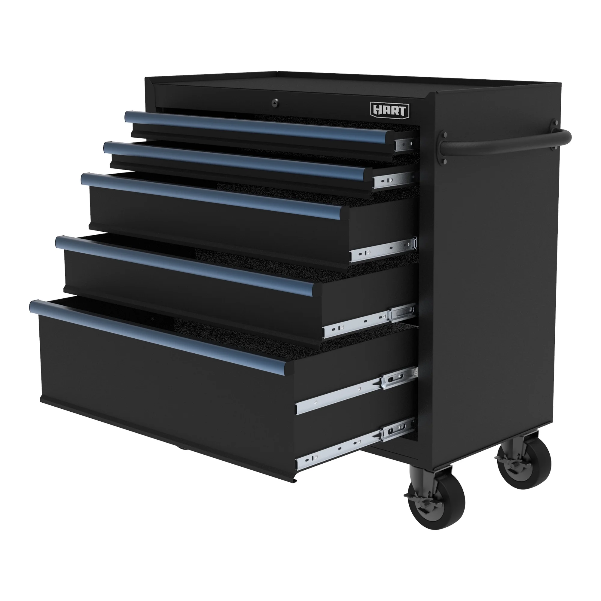 HART 36-Inch 5-Drawer Rolling Tool Cabinet with Wood Top, Locking Steel Garage Storage, Black - Image 5