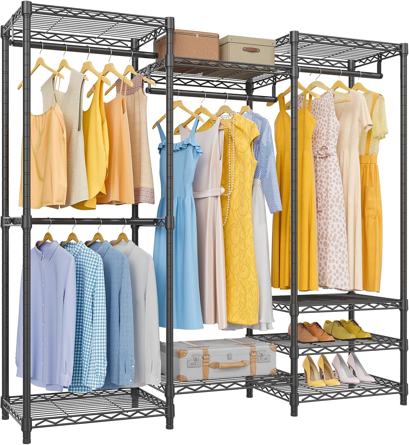 V5 Heavy Duty Clothes Rack, Freestanding Modular Closet System, Black