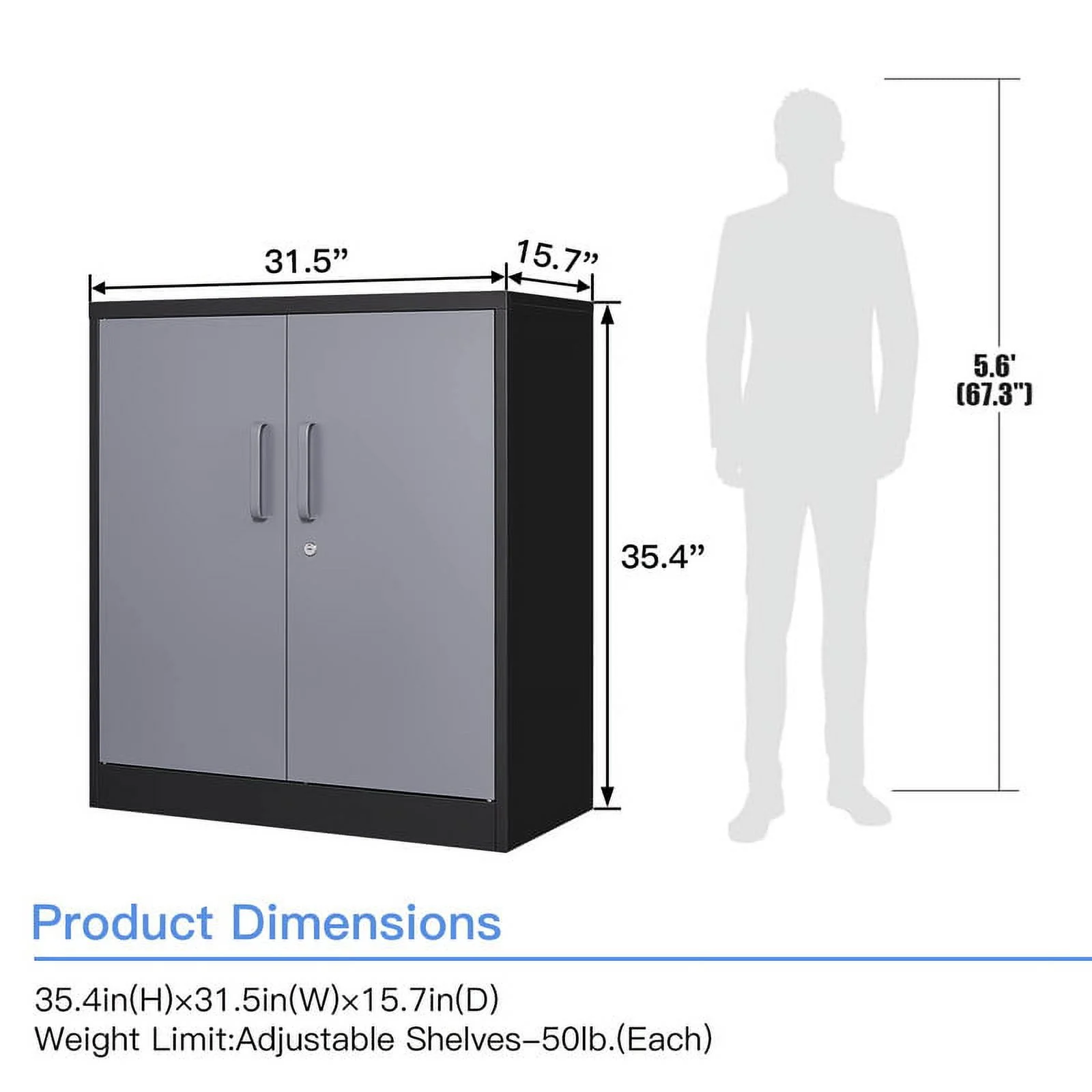 MIIIKO 71" Metal Storage Locker Metal Garage Locker Cabinets with Locking Door and 4 Adjustable Shelves, Steel Classic Storage Cabinet for Home, School, Office, Garage - Image 30