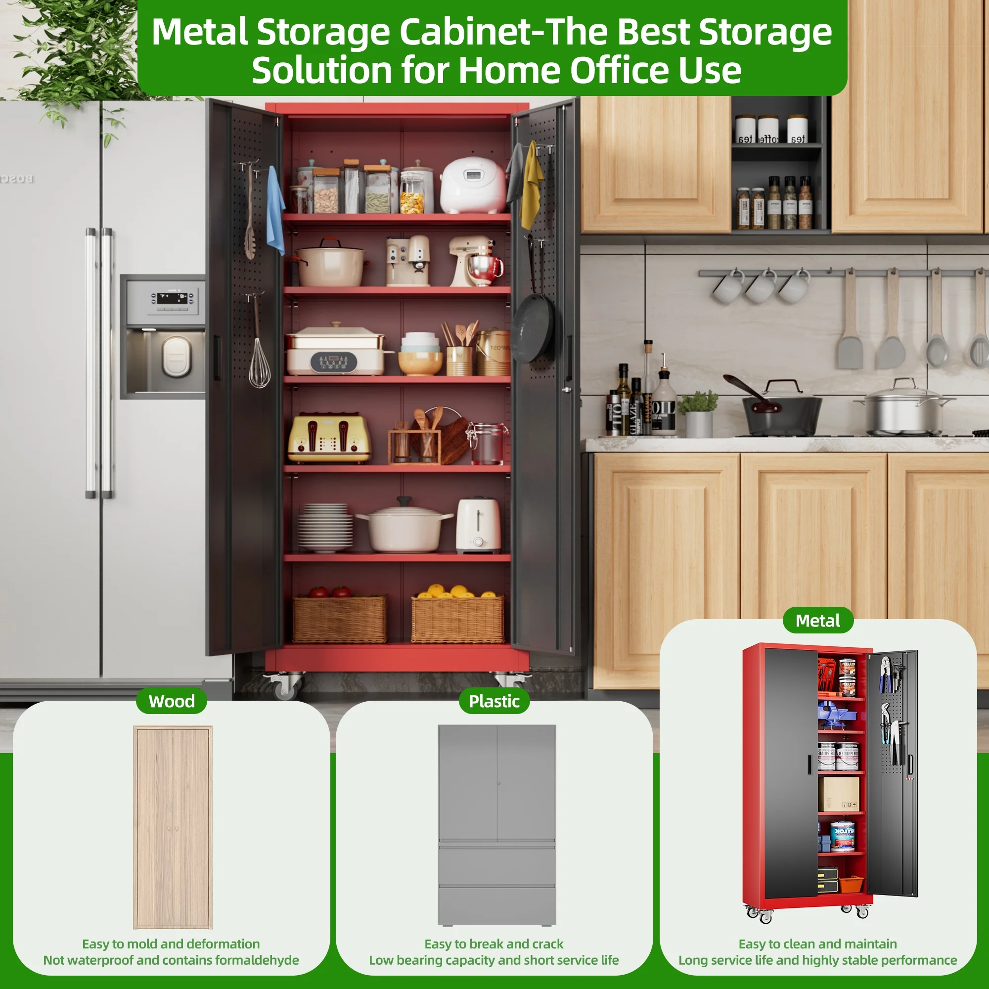SUPEER Metal Rolling Storage Cabinets with Locking Doors and 5 Adjustable Shelves, Steel Garage Storage Cabinet for Garage, Office, Classroom, Assemble Required(Black) - Image 28