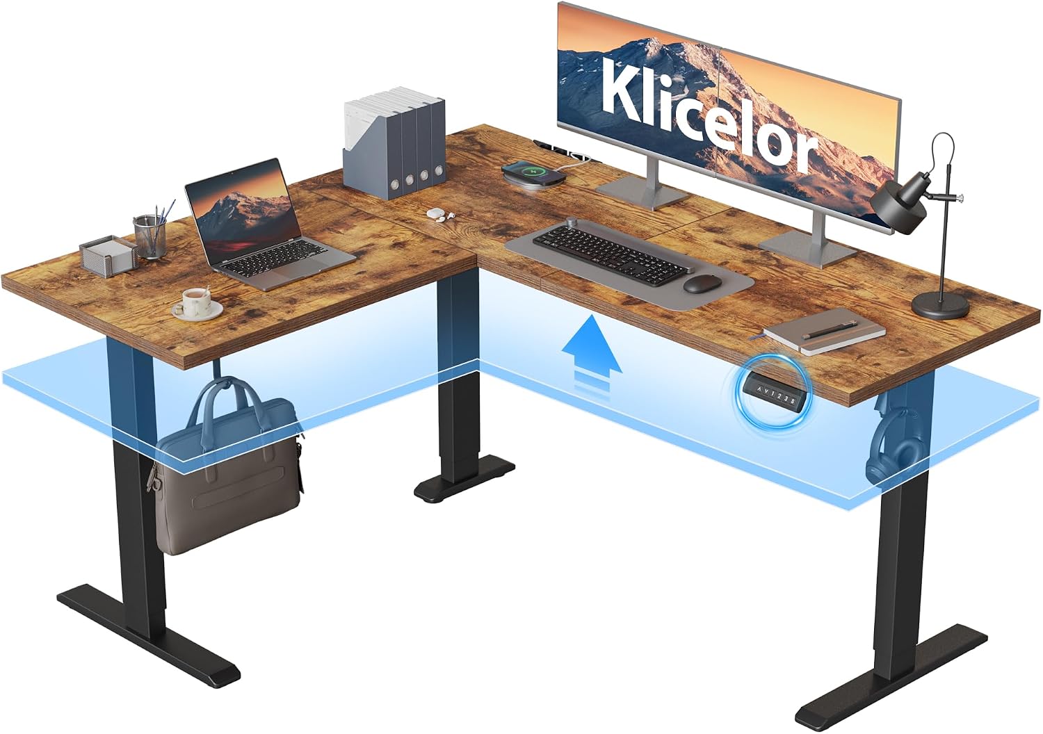 L Shaped Standing Desk 63 x 48 Inch, Electric Height Adjustable Corner Desk for Home Office Workstation, Ergonomic Sit to Stand Computer Table with Memory Controller, Rustic Brown - Image 11