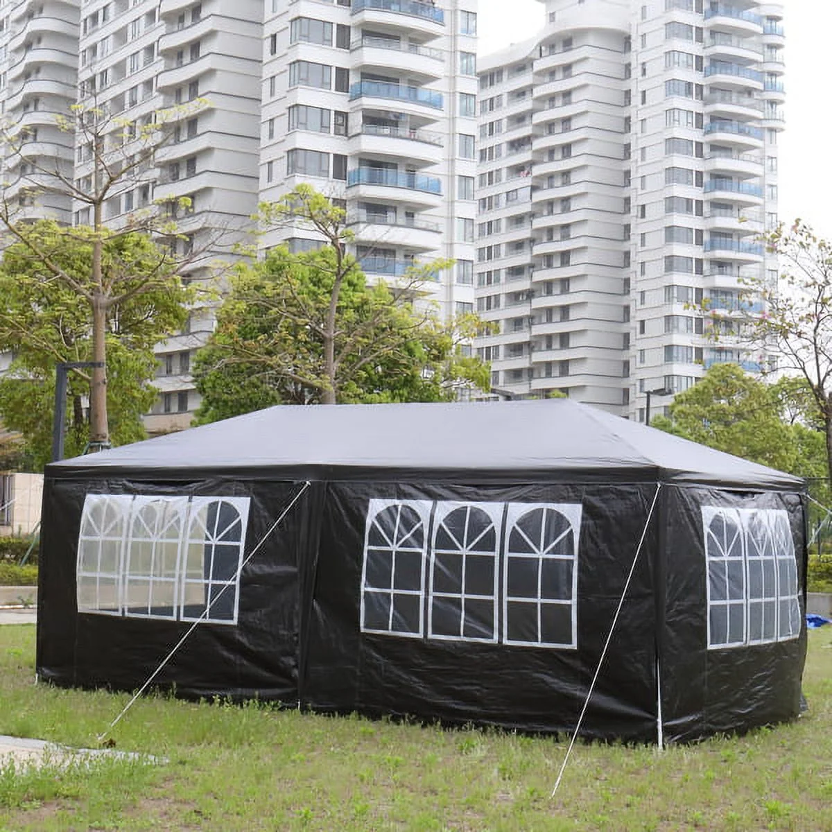 Fithood 10'x20' Outdoor Party Tent with 6 Removable Sidewalls, Waterproof Canopy Patio Wedding Gazebo, Black - Image 4