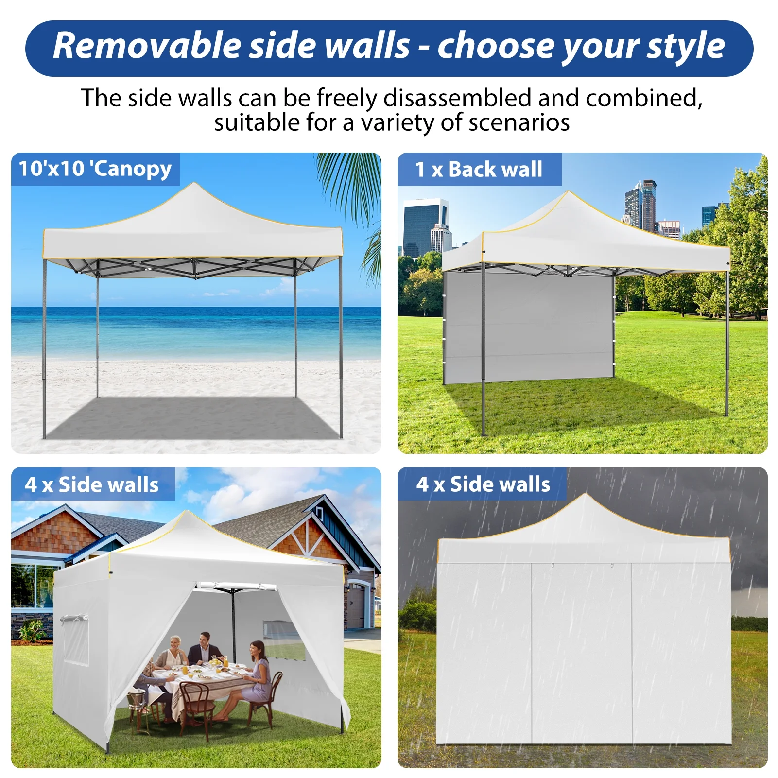 SANOPY 10'x10' Pop up Canopy Tent Anti-UV Waterproof Outdoor Gazebo Instant Party Wedding Backyard Canopy Tent Shade Shelter for Backyard, Patio, Parties,Khaki - Image 37