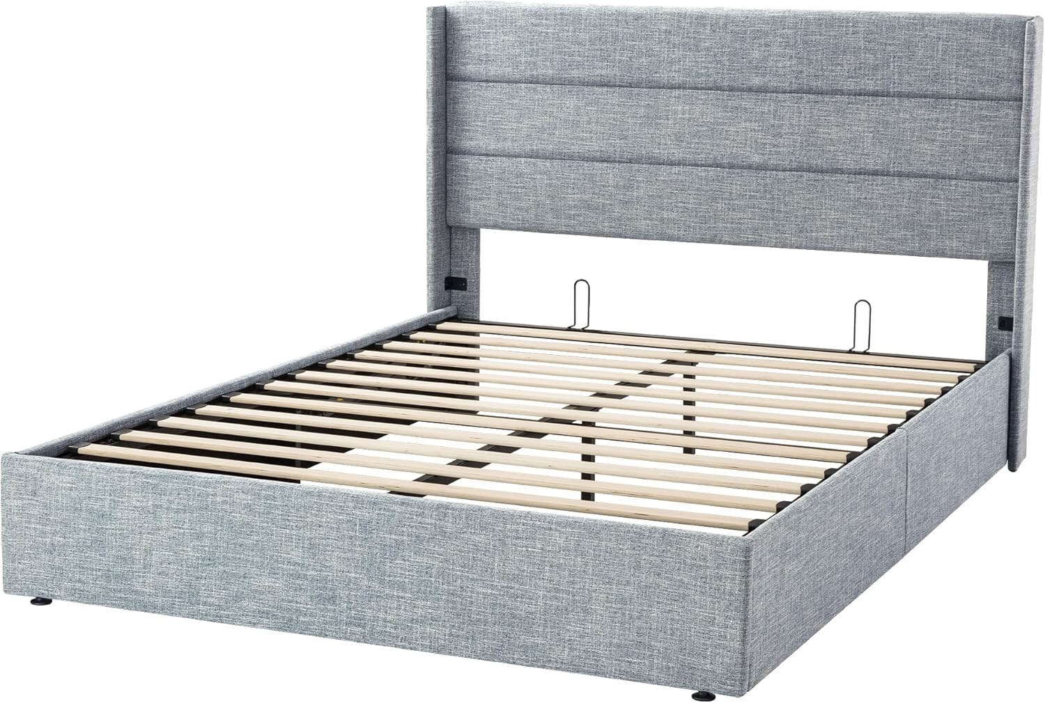 Queen Size Lift Up Storage Bed with Wingback Headboard, Upholstered Platform Bed Frame with Hidden Storage - Image 177