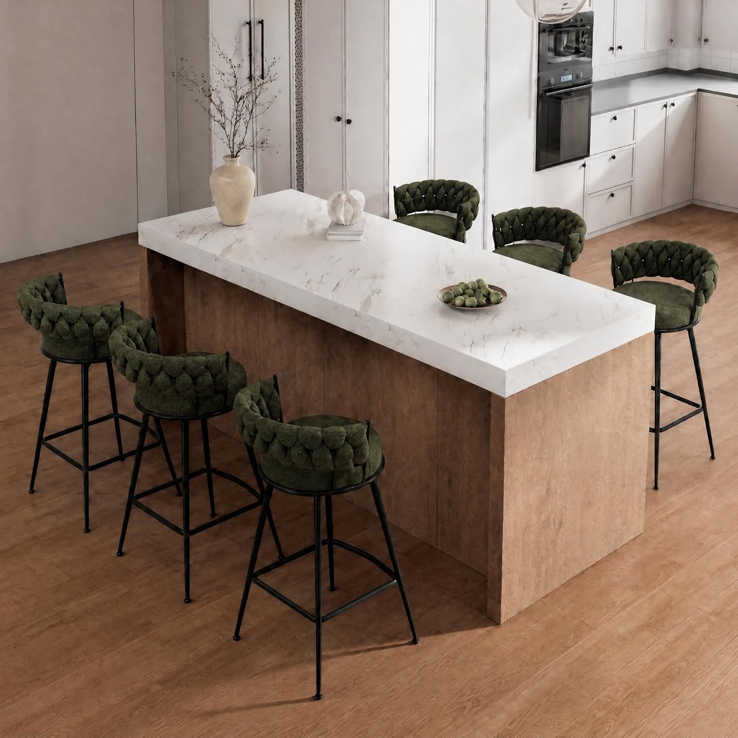 Bar Stools Set of 2 Upholstered Kitchen Counter Height Barstool Grey - Image 21