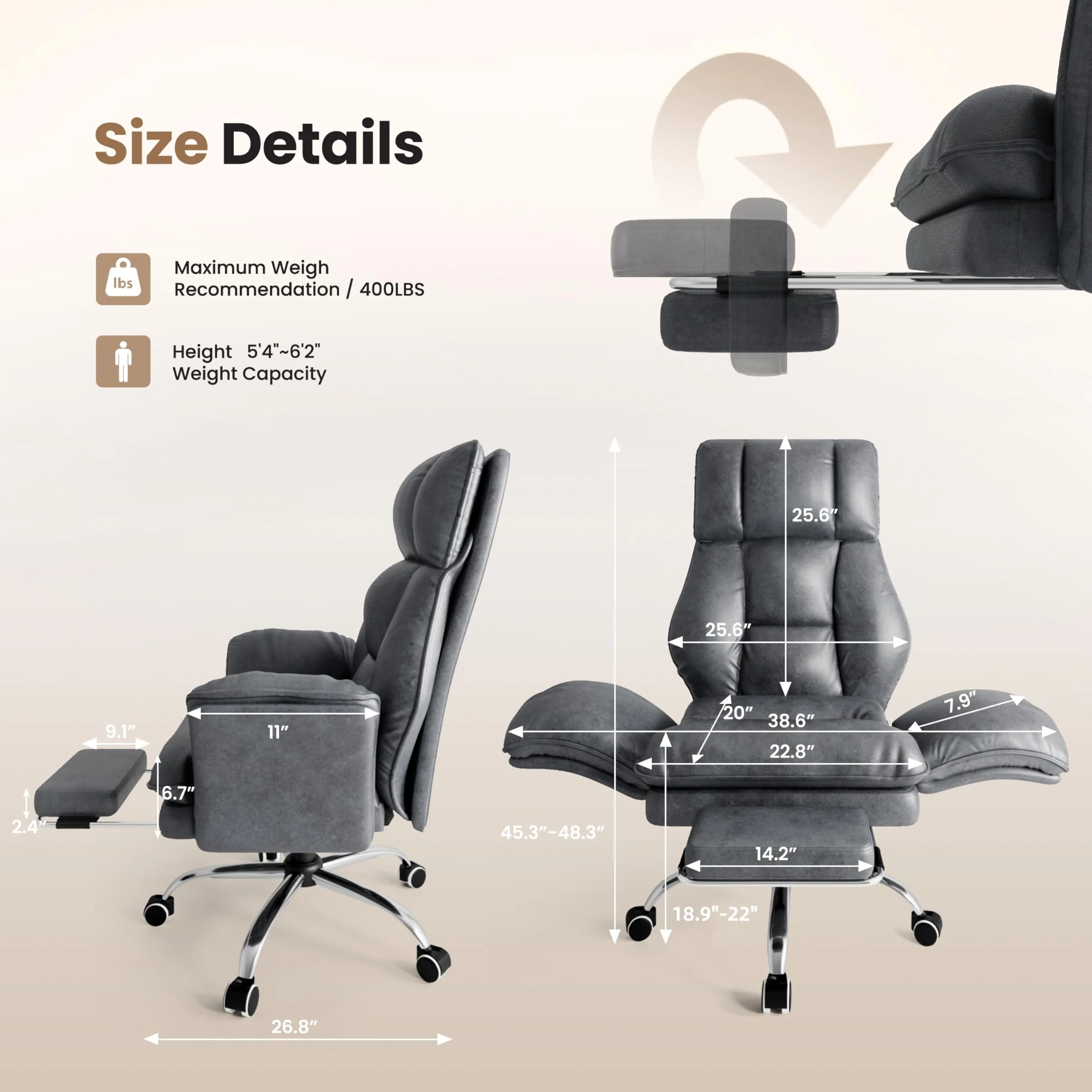 Big and Tall Executive Ergonomic Office Chair, High Back Computer Desk Chair for Home Office and Workspace - Image 8