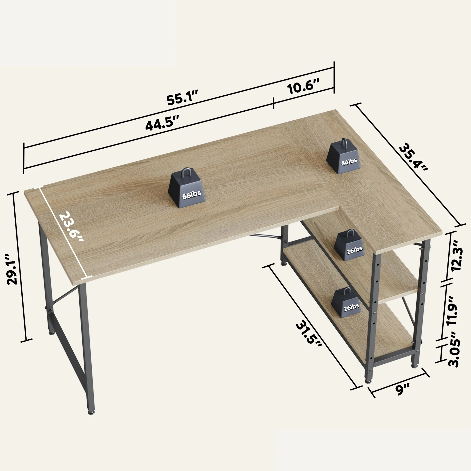 Small L Shaped Computer Desk with Storage Shelves, Compact Corner Workstation for Home Office and Study - Image 41