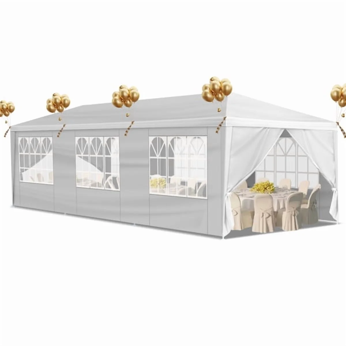10'x30' Outdoor Party Tent with 8 Removable Sidewalls, Waterproof Canopy Patio Wedding Gazebo, White,white - Image 27
