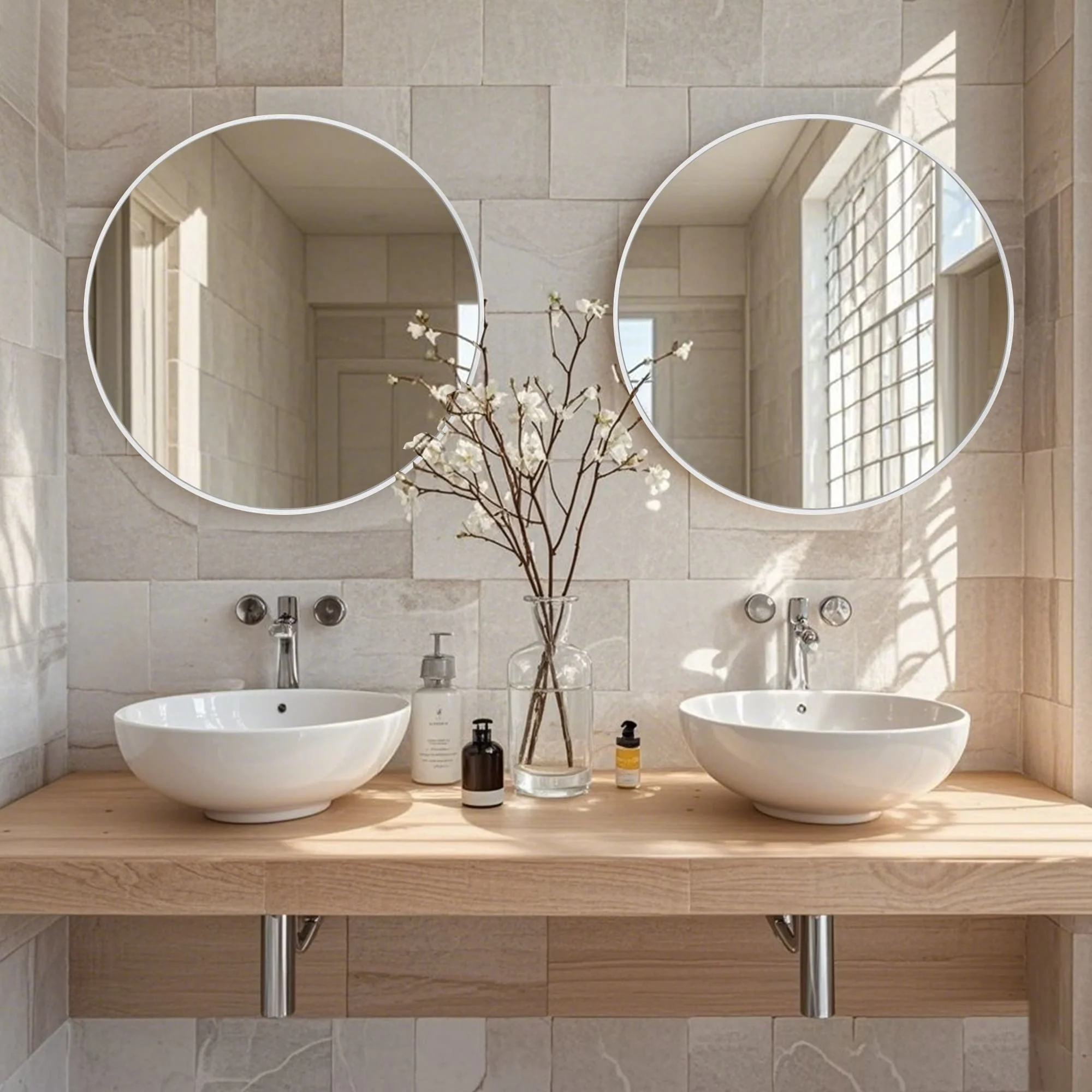 Modern Round Bathroom Vanity Mirror, Wall Mounted Circular Mirror for Bathroom, Bedroom and Home Decor - Image 13