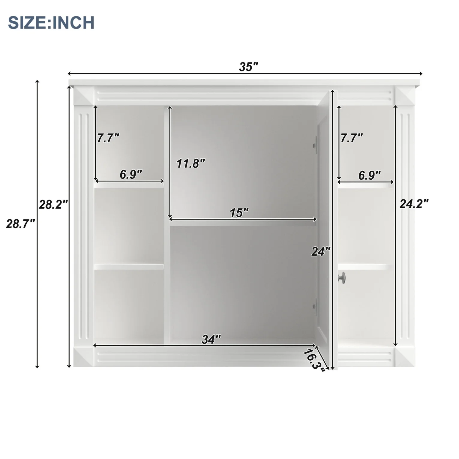Modern Bathroom Furniture Set, 36" Bathroom Vanity with Top Sink, 35" Wall Mounted Bathroom Storage Cabinet, Mirror Cabinet with 6 Shelves, Storage Cabinet with 2 Doors and 2 Drawers, Grey - Image 20