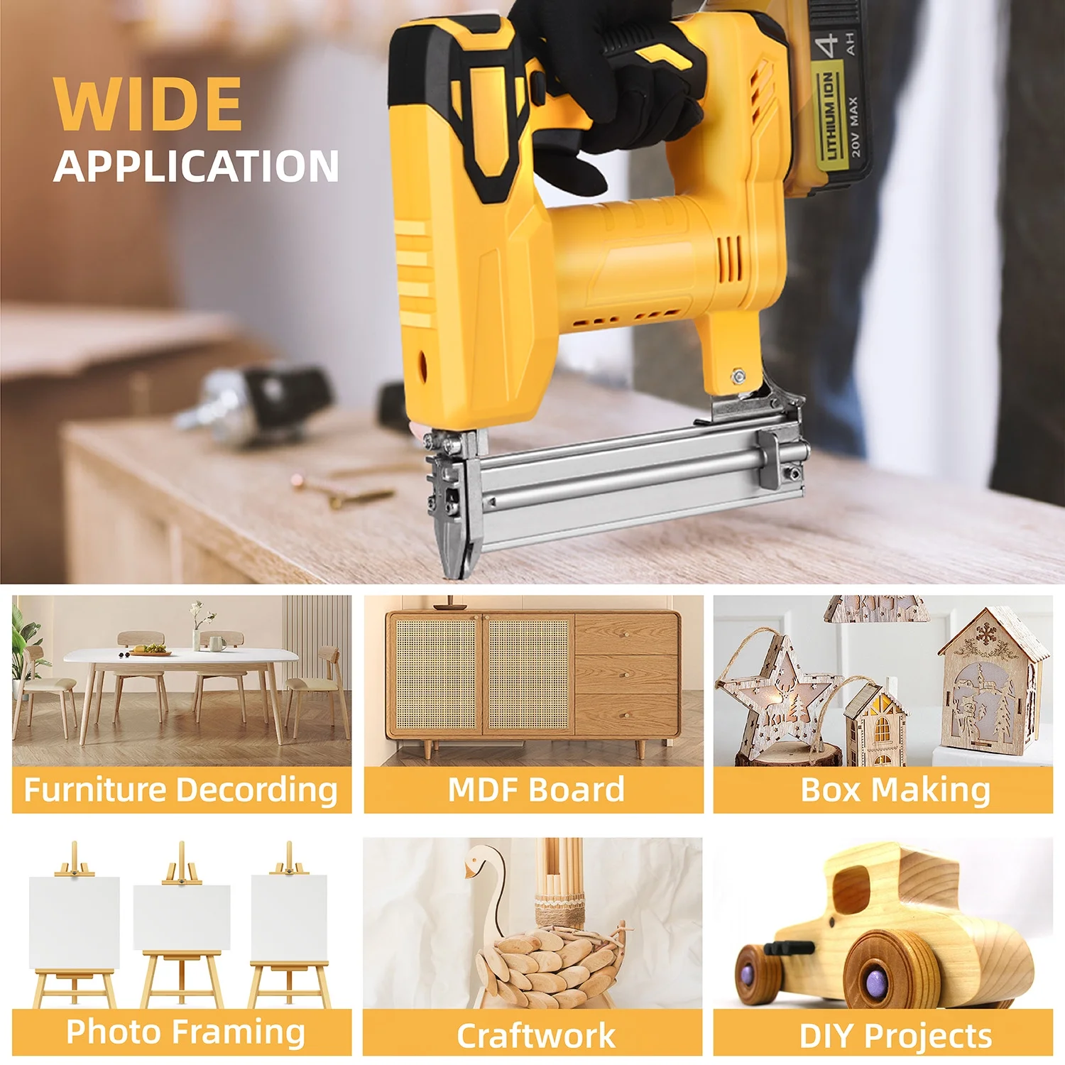 18 Gauge Brad Nailer Compatible with Dewalt 20V MAX Battery(NO Battery), Narrow Crown Stapler, 2 in 1 Cordless Nail Gun with 1000 Nails and 1000 Staples for Home Improvement, DIY and Woodworking - Image 3