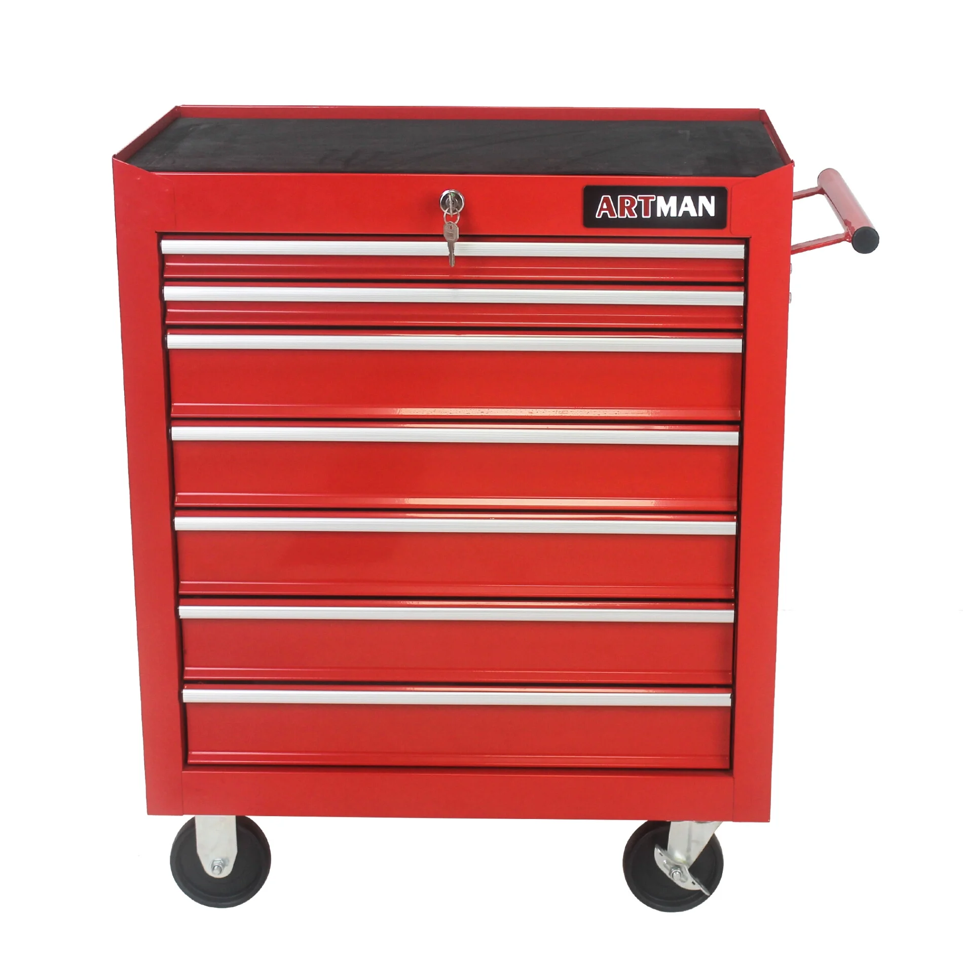 7-Drawer Metal Rolling Tool Chest with Wheels, Tool Storage Cabinet with Locking System, Toolbox with Wheels for Garage, Warehouse, Workshop, Repair Shop, Red - Image 2