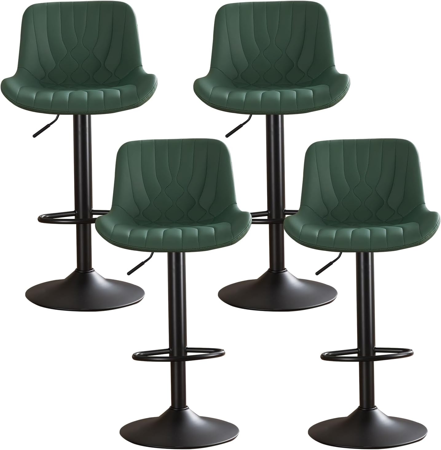 Modern Adjustable Bar Stools Set of 2,Swivel Backs with Faux Leather Counter Height for Kitchen Island Breakfast Bar Chairs Padded Seats for Bar(Black) - Image 12