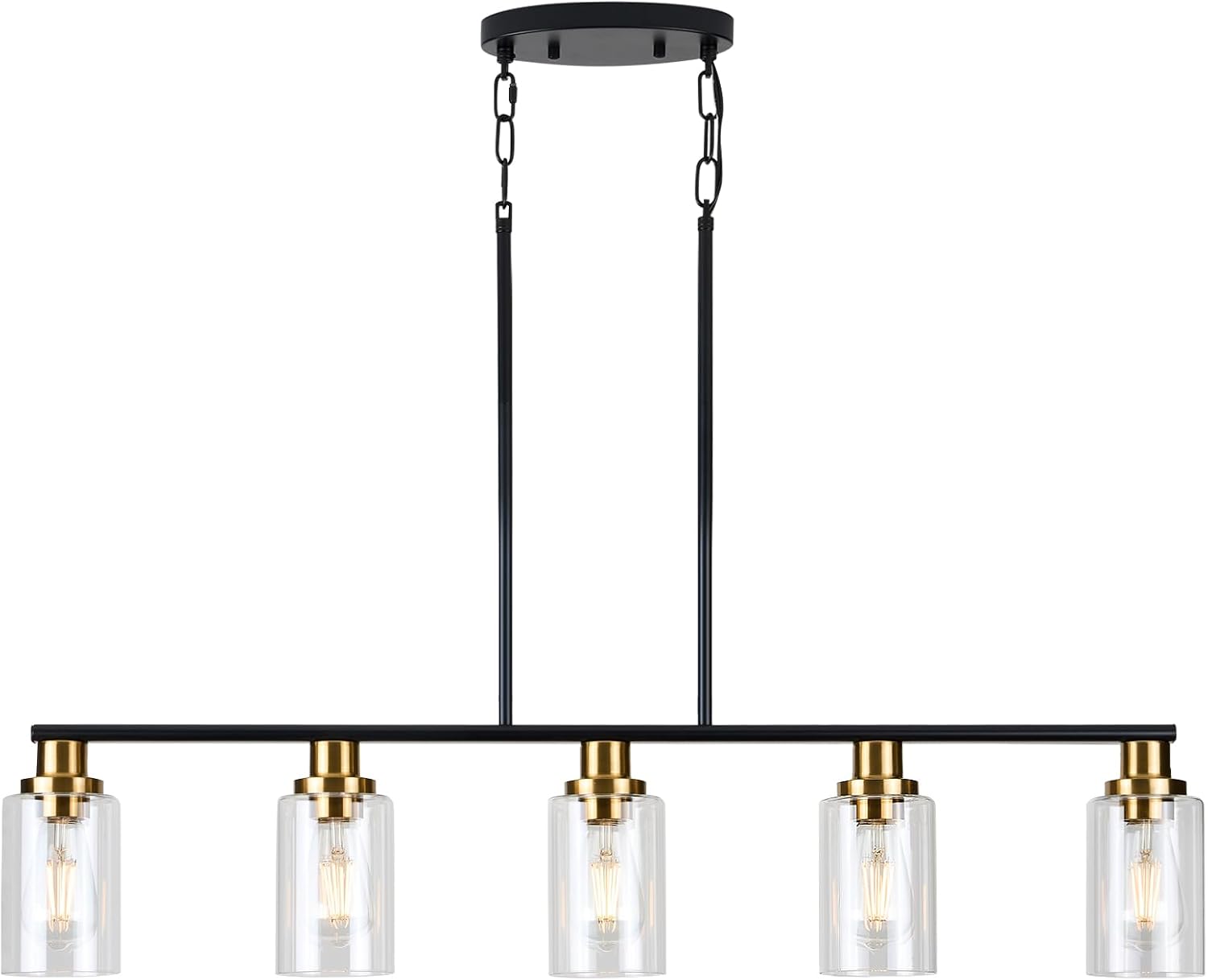 Kitchen Island Lighting, 4-Light Dining Room Light Fixtures Over Table,Gold Linear Chandelier for Dining Room Hanging,Pendant Lights Kitchen Island with Clear Glass Shade - Image 9