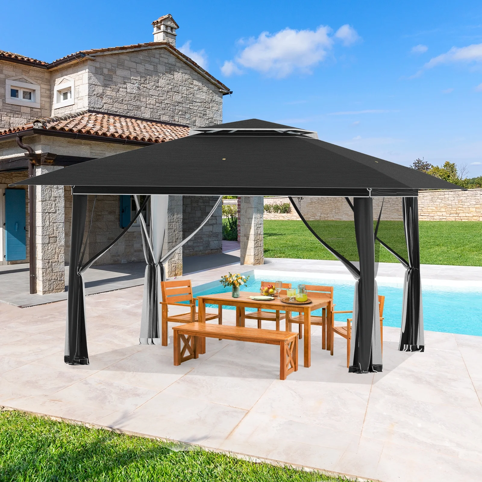 AVAWING 12x12 ft Outdoor Pop-up Canopy Party Tent Easy Setup Patio Wedding Tent, Khaki - Image 50
