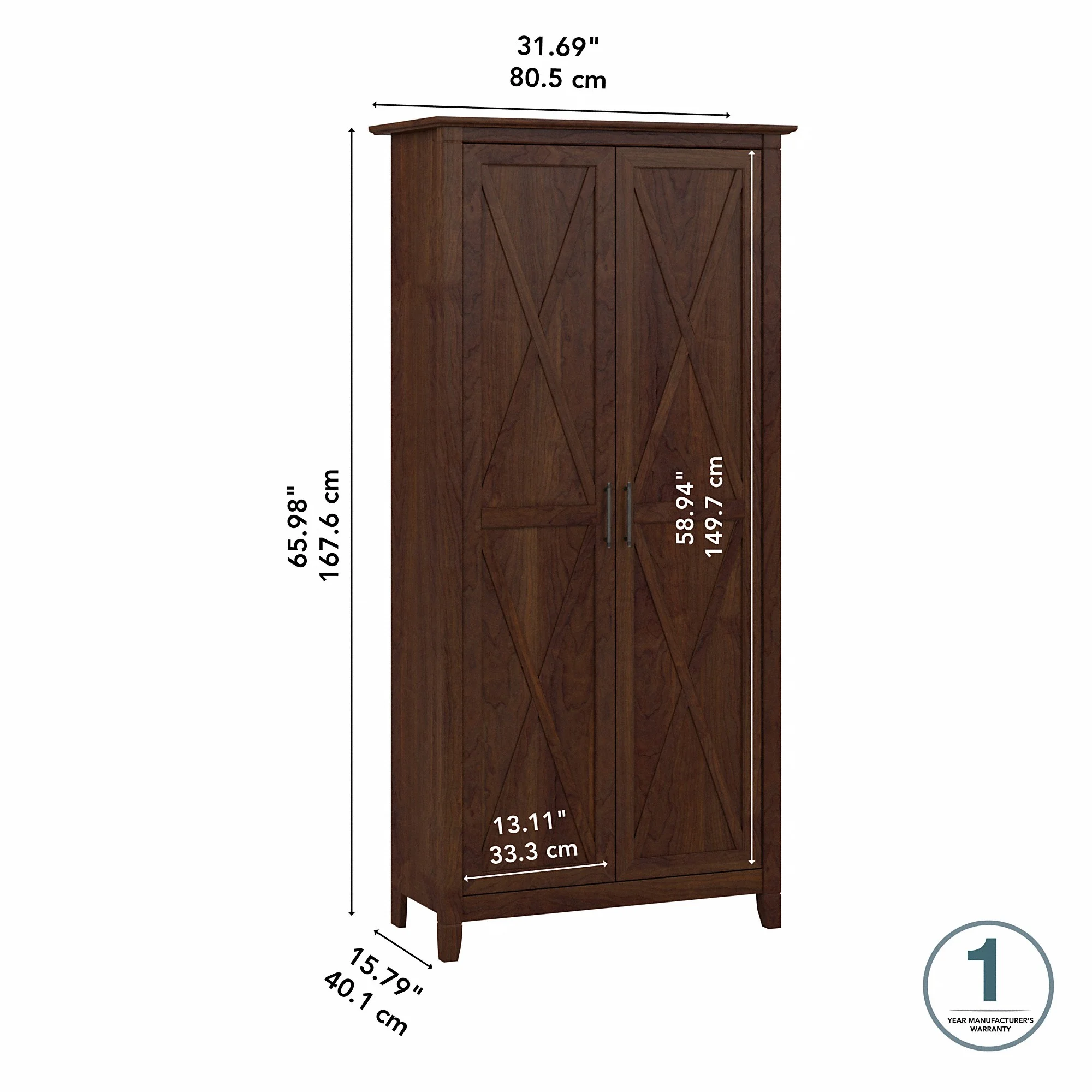 Key West Tall Storage Cabinet with Doors in Bing Cherry - Engineered Wood - Image 9