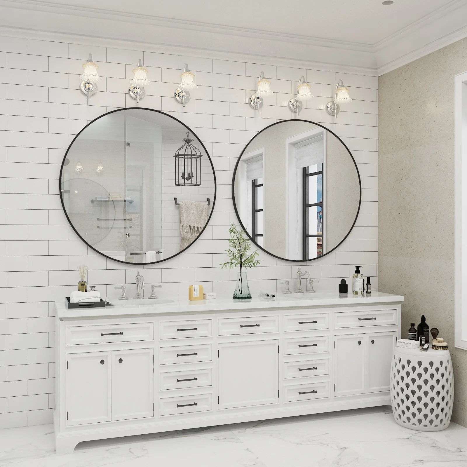 Round Metal Black Frame Bathroom Vanity Mirror, Wall Mounted Decorative Mirror - Image 32
