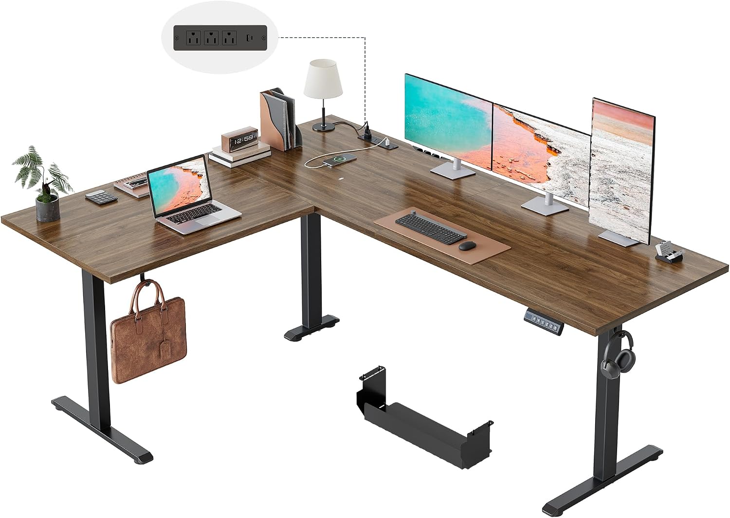 L Shaped Standing Desk 63 x 48 Inch, Electric Height Adjustable Corner Desk for Home Office Workstation, Ergonomic Sit to Stand Computer Table with Memory Controller, Rustic Brown - Image 28