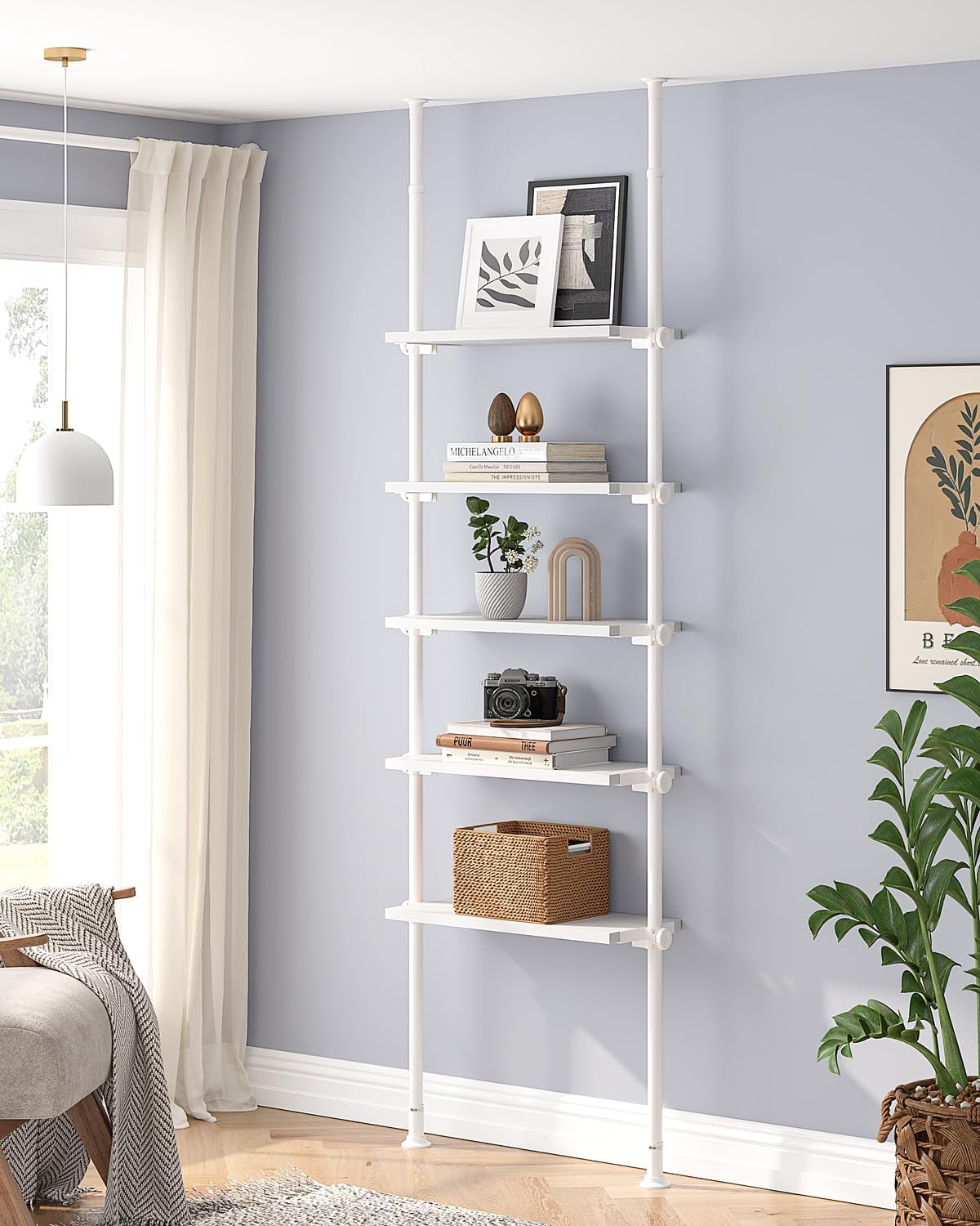 Floor to Ceiling Bookshelves, Tall Narrow Bookshelf for Small Space