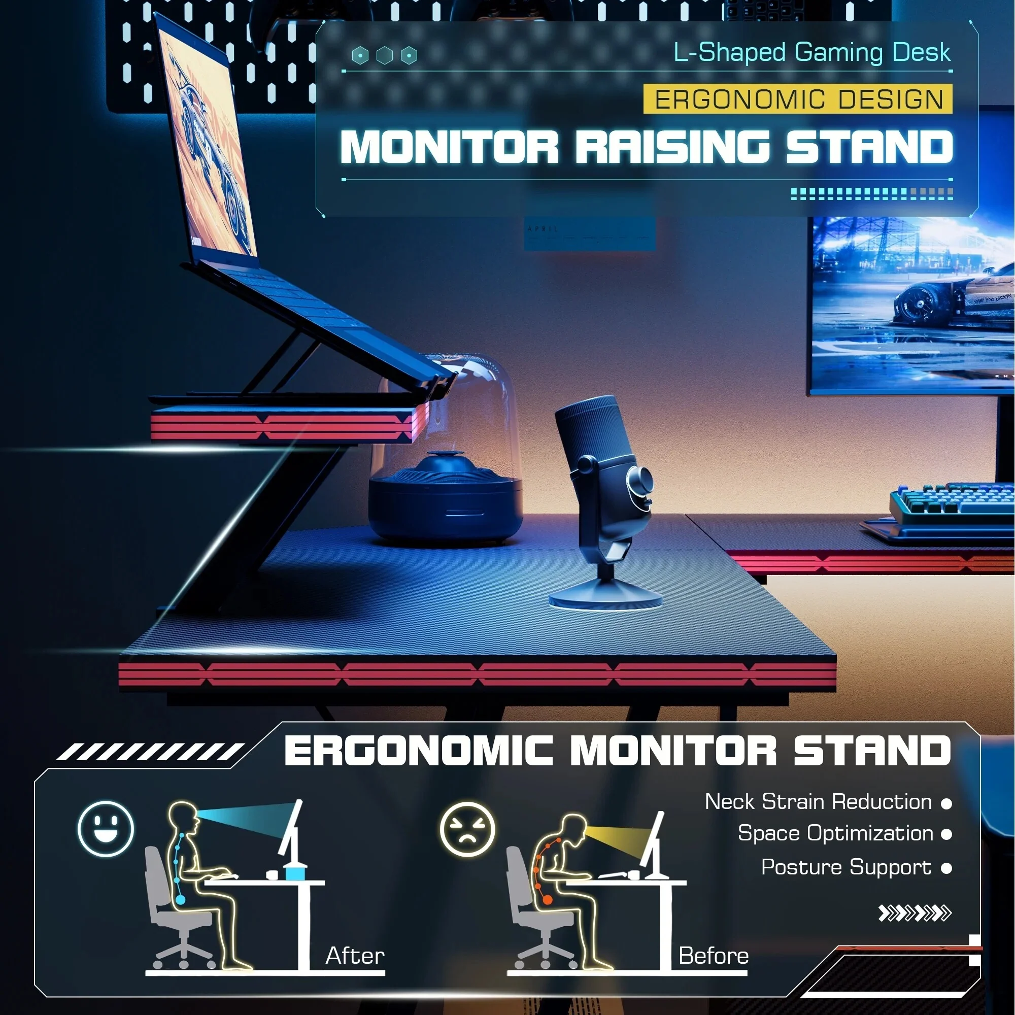 L-Shaped Gaming Desk, Computer Corner Desk and Office Writing Desk for Home - Image 12