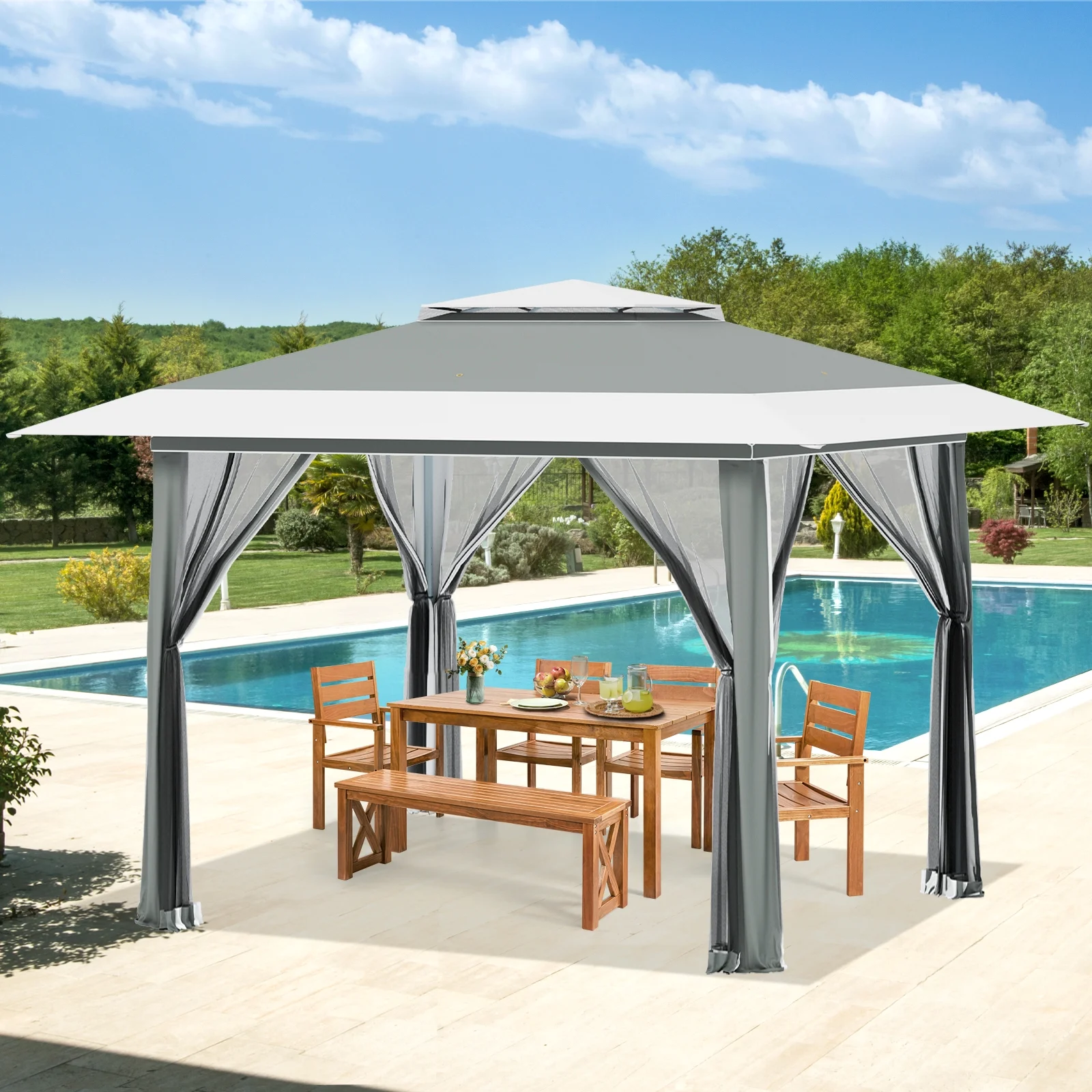 AVAWING 12x12 ft Outdoor Pop-up Canopy Party Tent Easy Setup Patio Wedding Tent, Khaki - Image 38