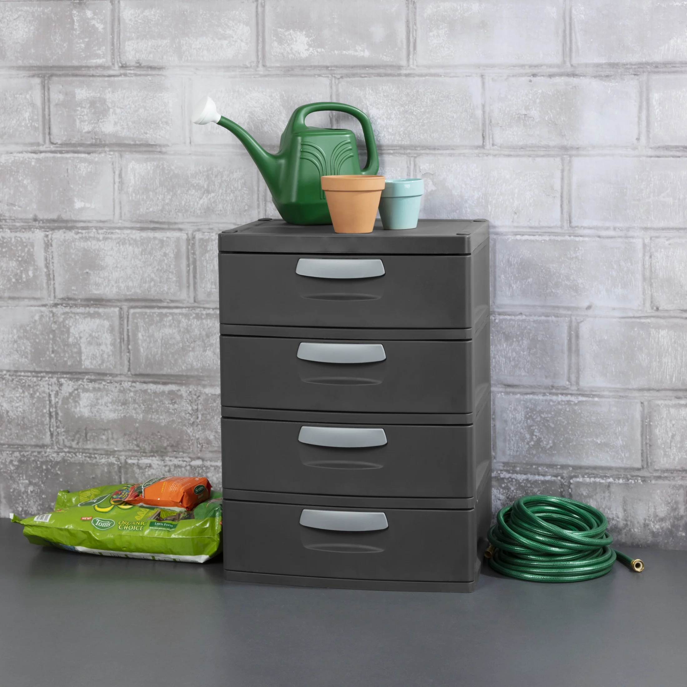Sterilite 4 Drawer Unit, Durable Plastic Storage Solution for Garages and Basements, Dark Gray - Image 5