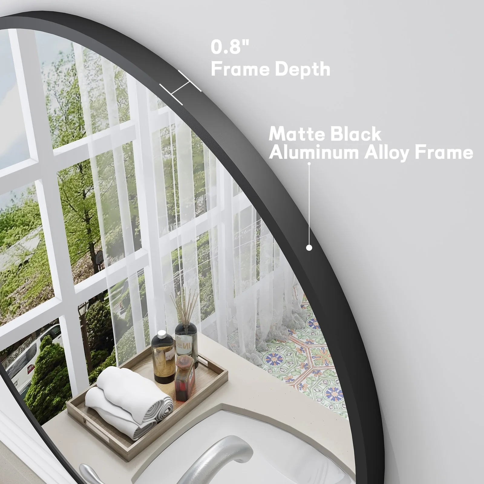 Round Metal Black Frame Bathroom Vanity Mirror, Wall Mounted Decorative Mirror - Image 16