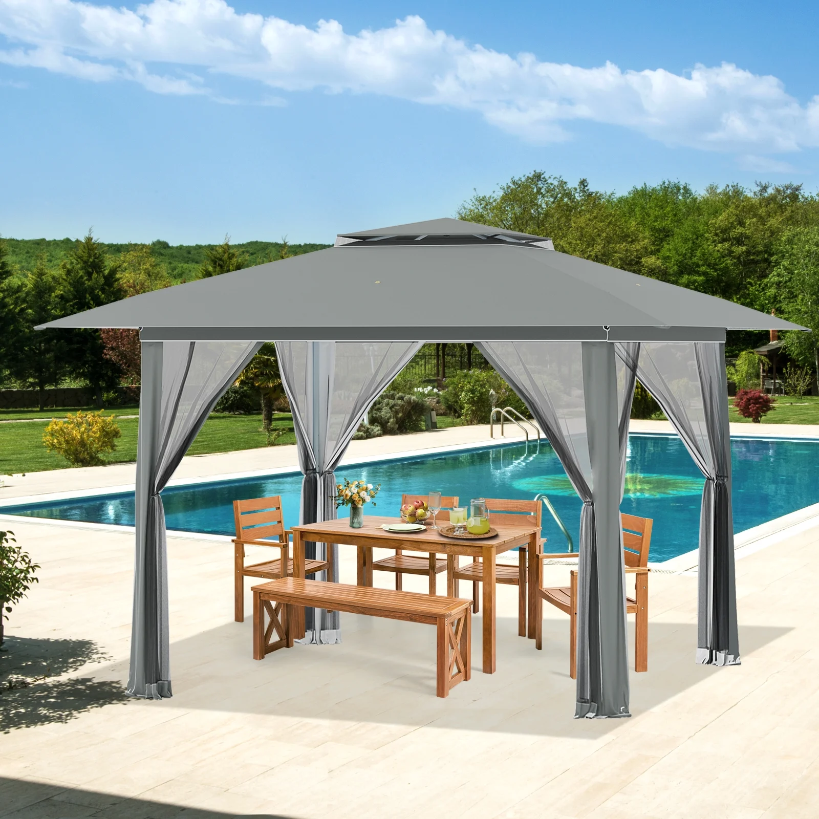 AVAWING 12x12 ft Outdoor Pop-up Canopy Party Tent Easy Setup Patio Wedding Tent, Khaki - Image 28