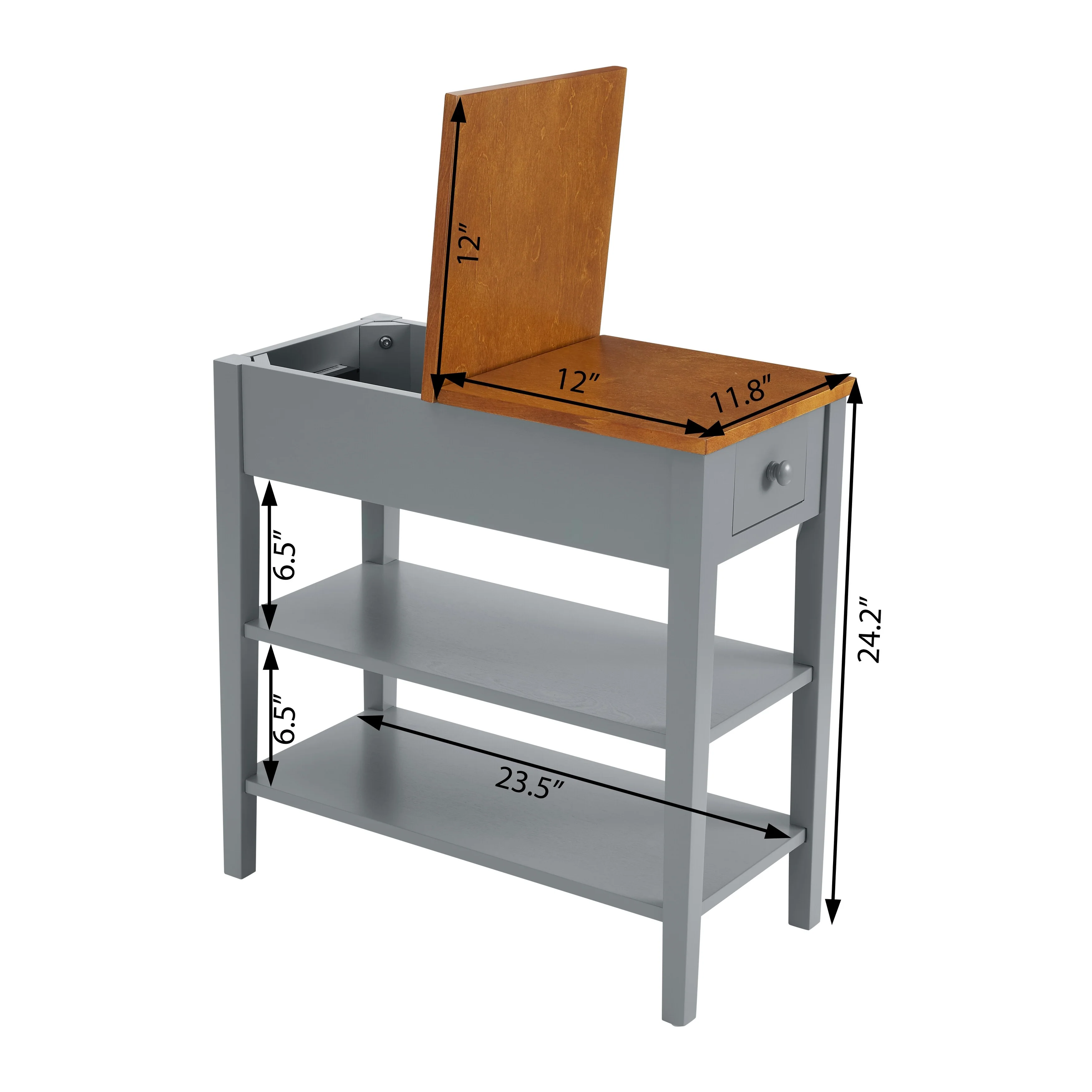 Narrow 2-Tone End Table with USB Charging Ports, Small Space Side Table - Image 4