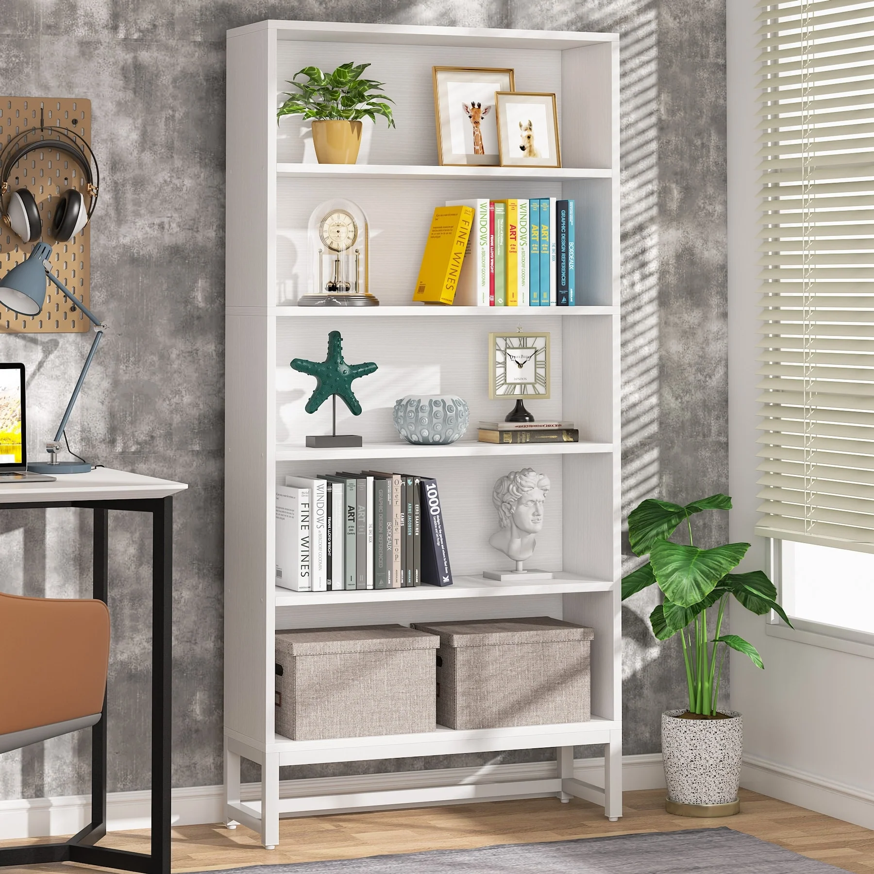 70.87 Inch Tall 5-Tier Bookcase, Large Bookshelf with 31.5 Inch Wide Storage - Image 4