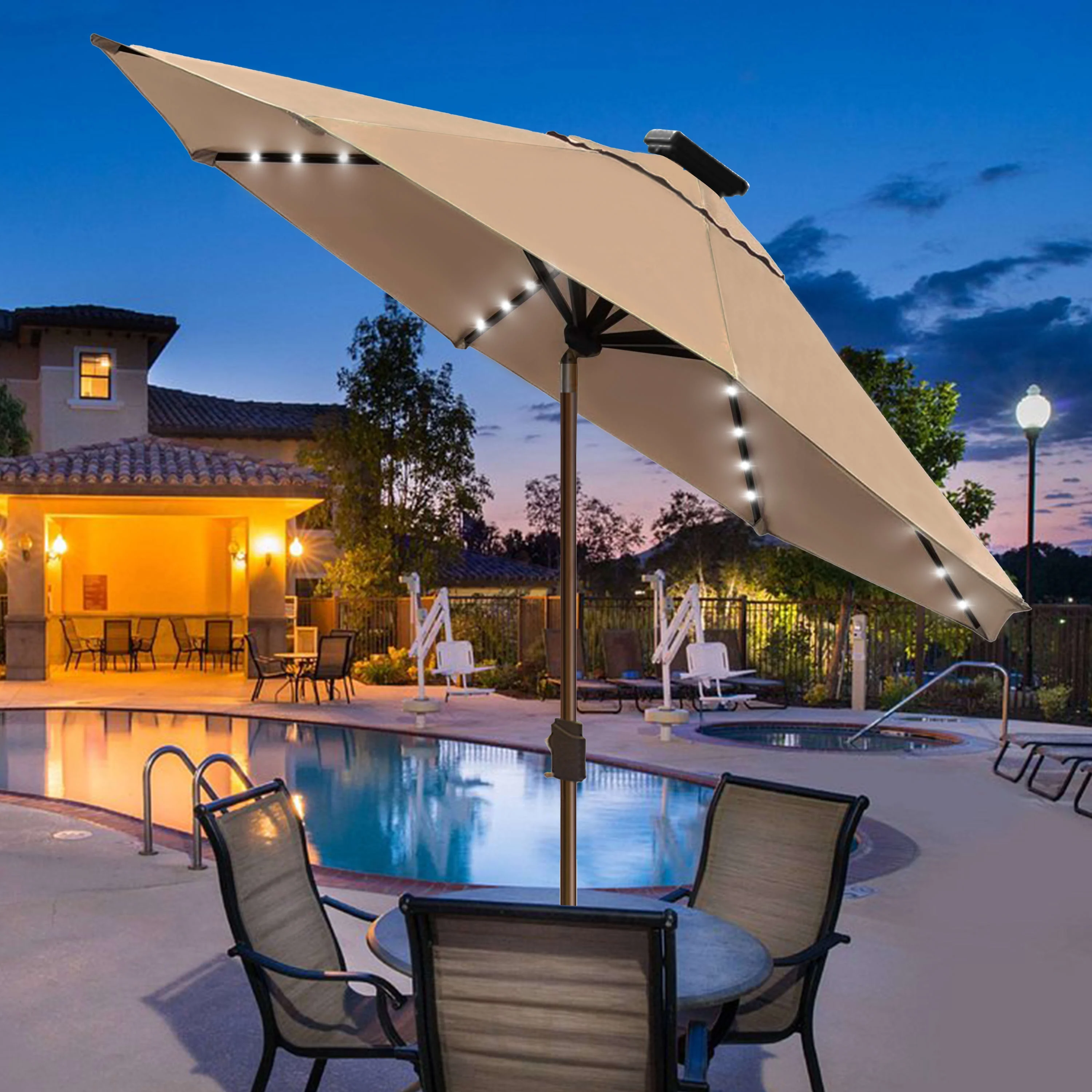 EliteShade Sunbrella Solar Umbrellas 9ft Market Umbrella with 80 LED Lights Patio Umbrellas Outdoor Table Umbrella with Ventilation and 5 Years Non-Fading Top,Ruby - Image 36