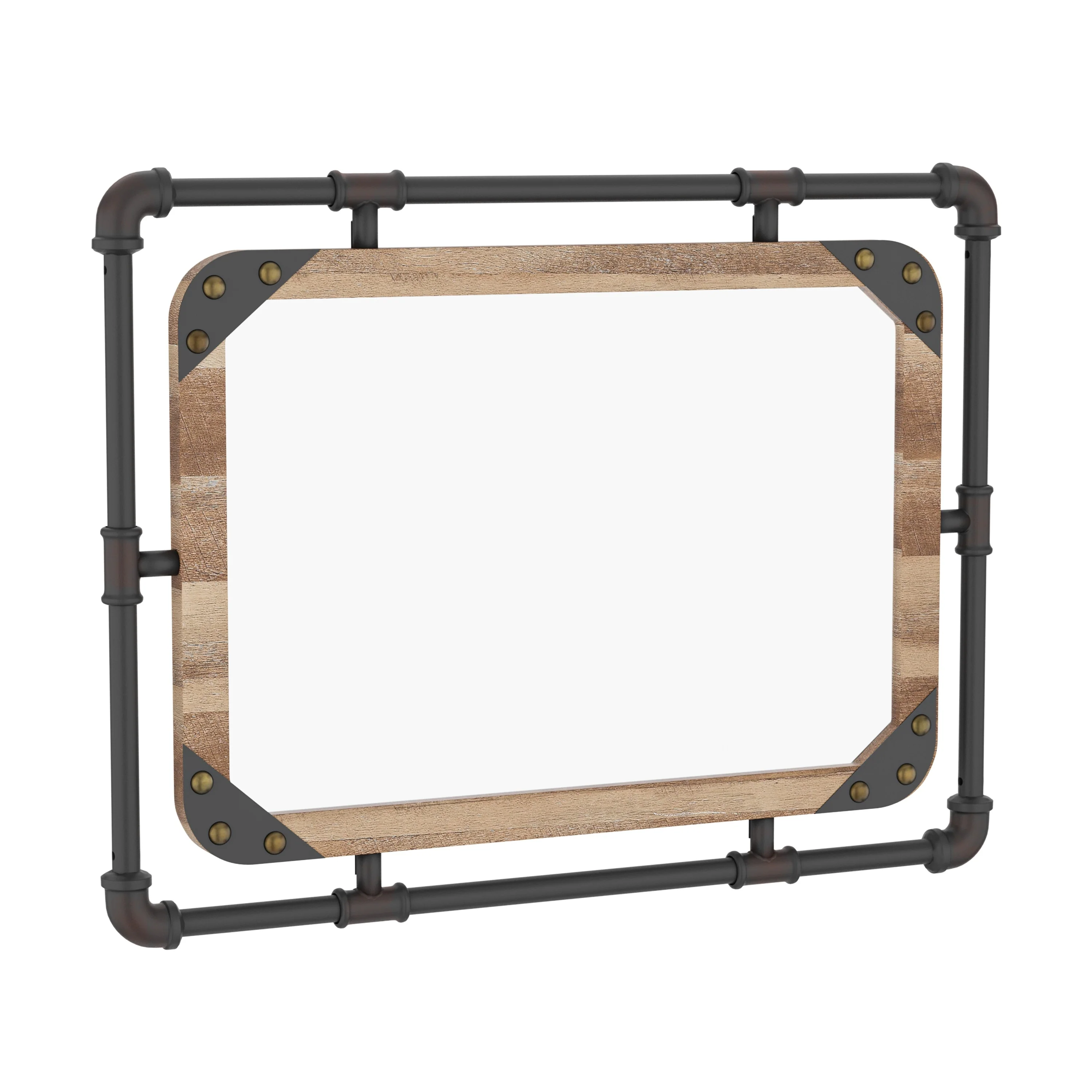 31 Inch Industrial Metal Floating Wall Mirror, Modern Decorative Wall Mirror - Image 9