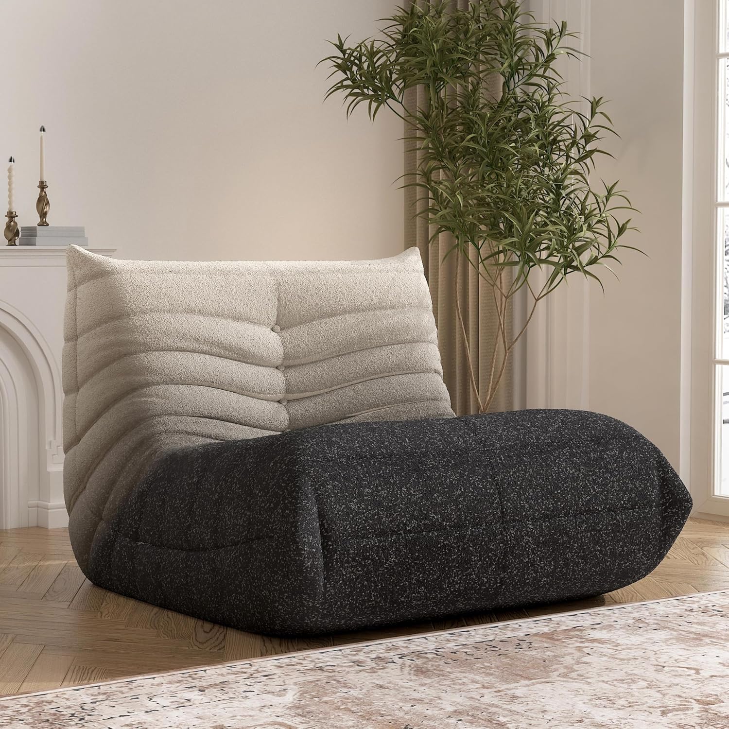 Bean Bag Chair for Adults, L-Shaped Memory Foam Togo Lounger, Green - Image 6