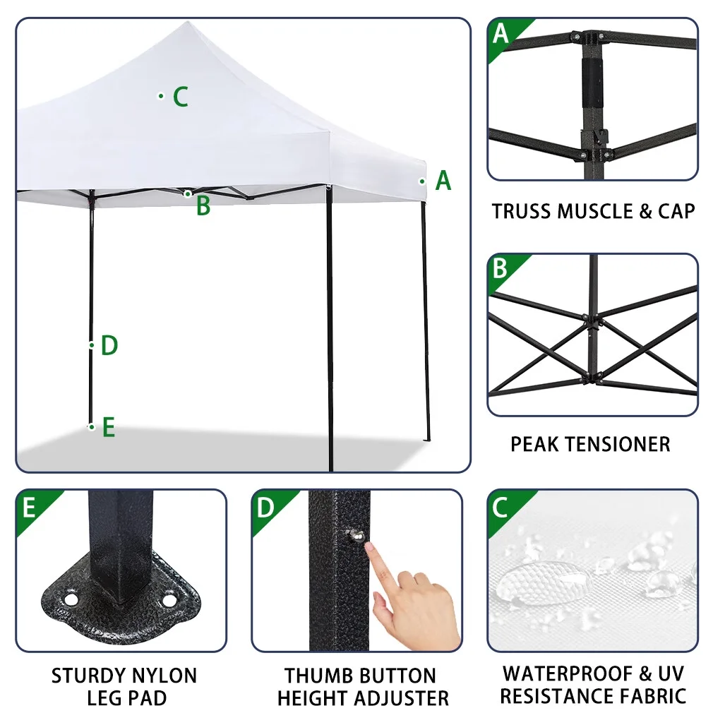 CL.HPAHKL 10' x 10' Outdoor Pop Up Canopy Tent with Wheeled Bag, Outdoor Shade Tent for Party One Push Patio Tent Canopy Instant Slant Leg Conopy for Backyard Outdoor Patio and Lawn - Image 4