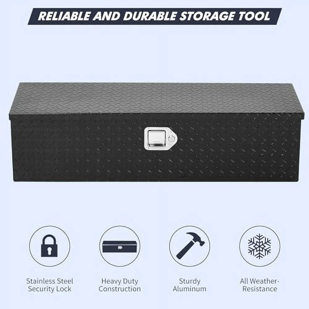 Aluminum Diamond Plate Tool Box 13x13x30 Inch, Heavy Duty Truck Toolbox with Sliding Shelf, Waterproof Truck Storage Organizer Chest for Pick Up Truck RV Trailer with Lock & Keys - Image 2