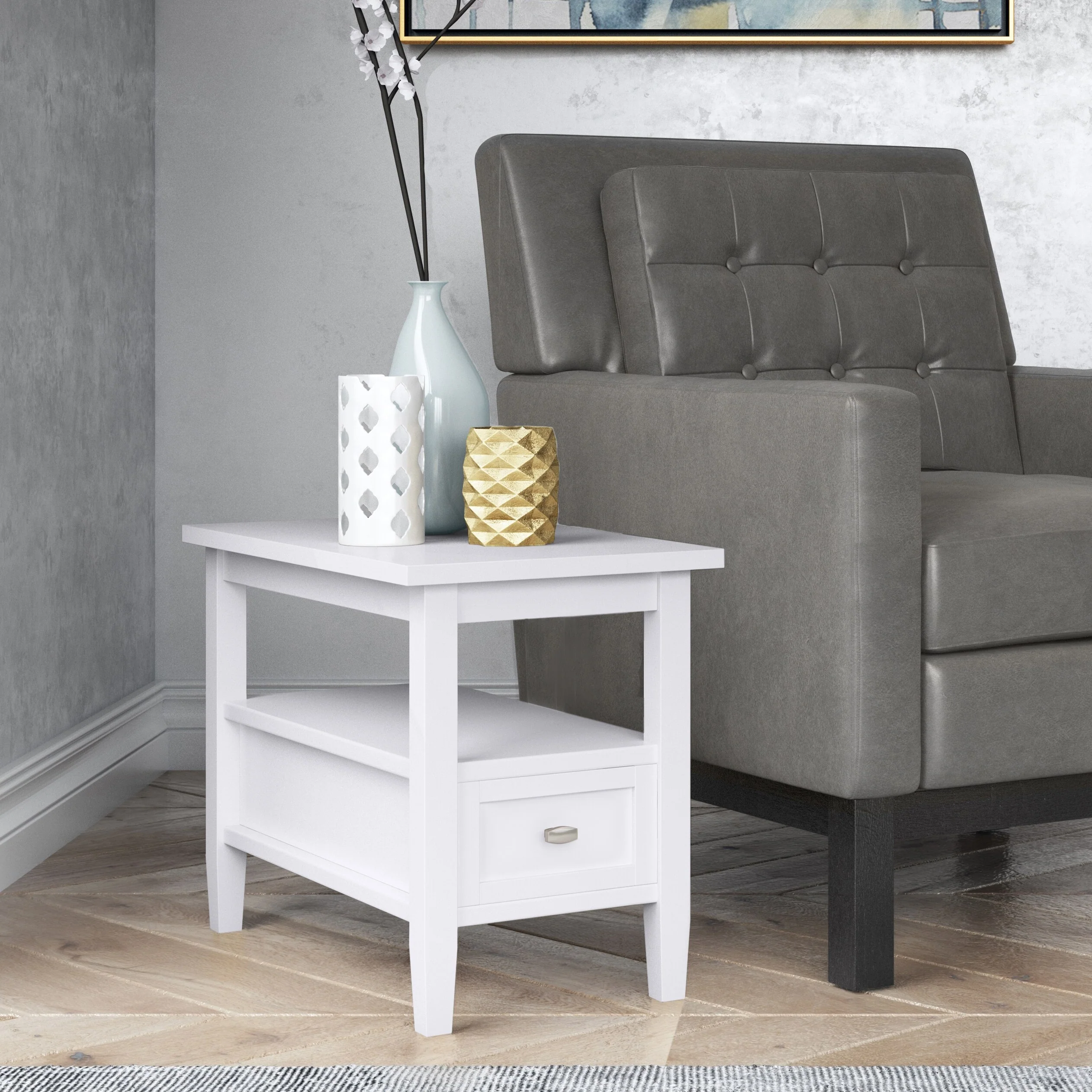 14" Wide Solid Wood Narrow Side Table, Rectangle Transitional Style Accent Table - Image 7