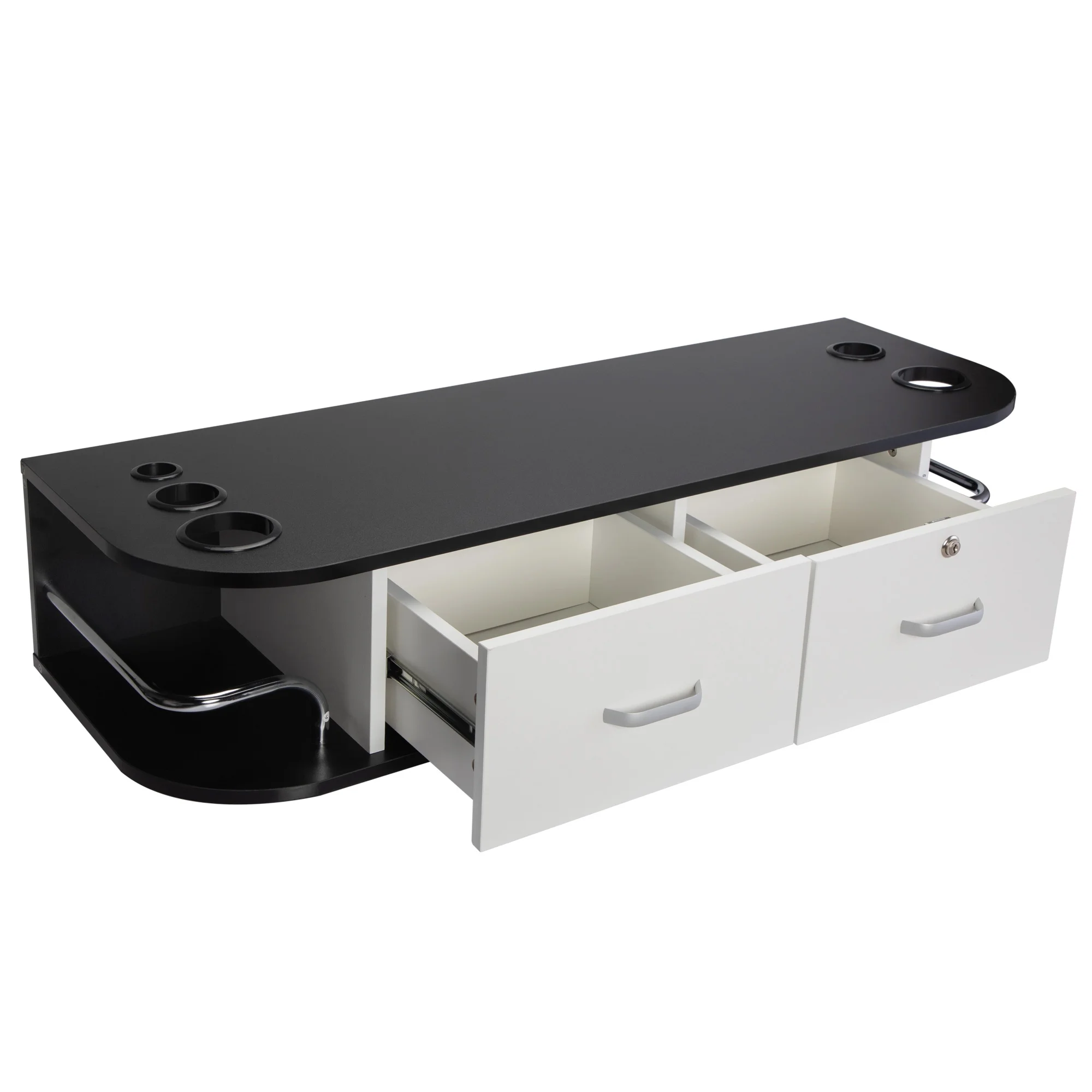 RESHABLE Modern Wall-Mounted Salon Station Barber Cabinet with Locking Drawer Storage Table for Hair Stylist Black - Image 29