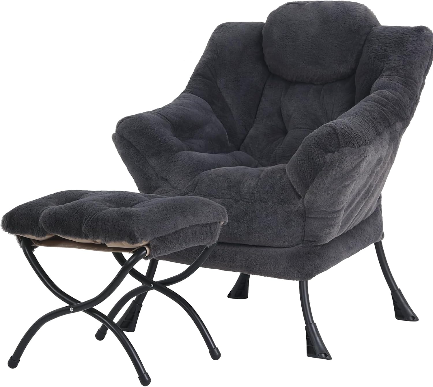 Modern Lazy Chair with Ottoman, Lounge Accent Reading Chair for Living Room - Image 16