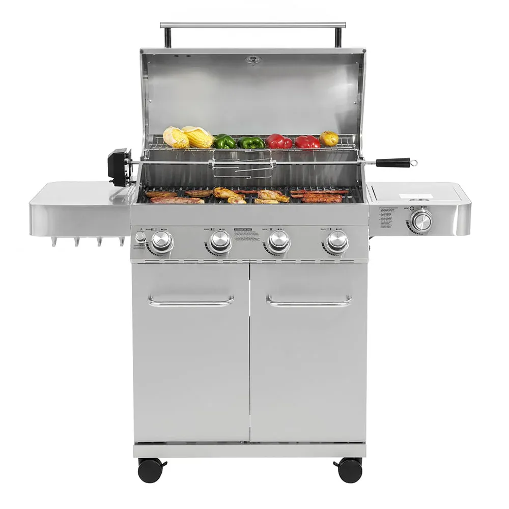 17842 Stainless Steel 4 Burner Propane Gas Grill with Rotisserie - Image 5