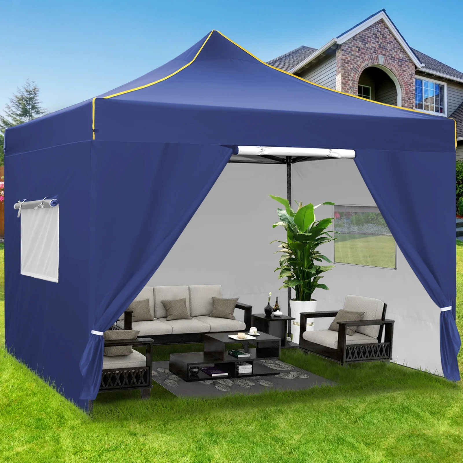 SANOPY 10'x10' Pop up Canopy Tent Anti-UV Waterproof Outdoor Gazebo Instant Party Wedding Backyard Canopy Tent Shade Shelter for Backyard, Patio, Parties,Khaki - Image 29