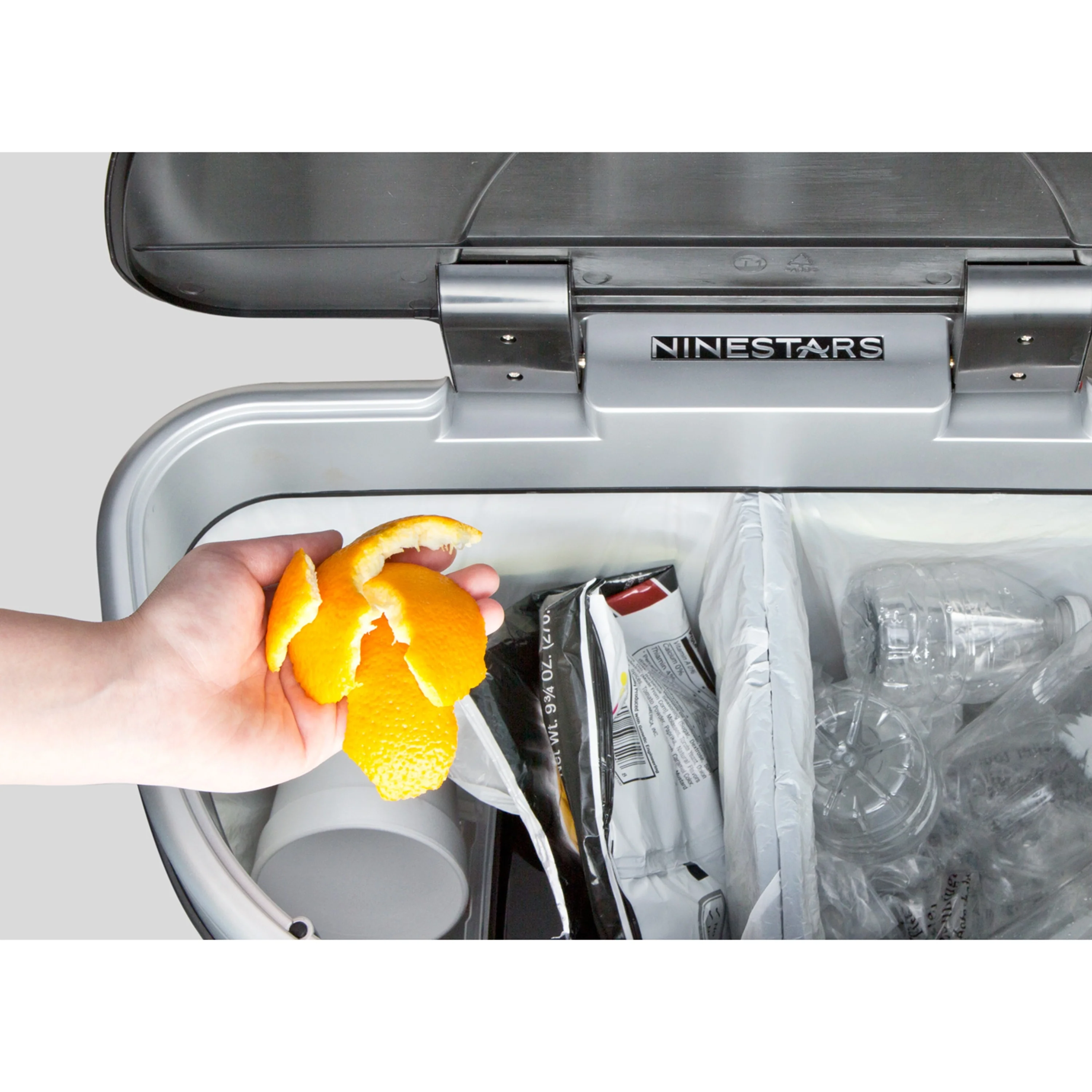18 Gallon Dual Compartment Motion Sensor Trash Can, Automatic Hands-Free Kitchen Garbage Bin - Image 4