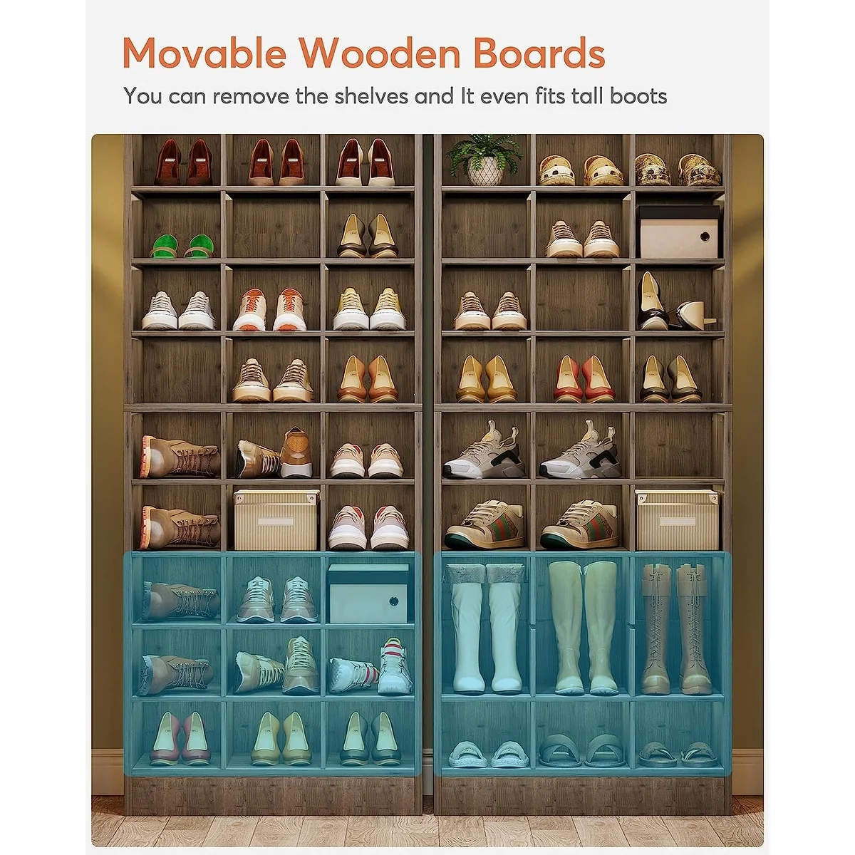 10-Tier Tall Shoe Cabinet, 30-Pair White Wood Shoe Storage Rack for Entryway and Closet - Image 7